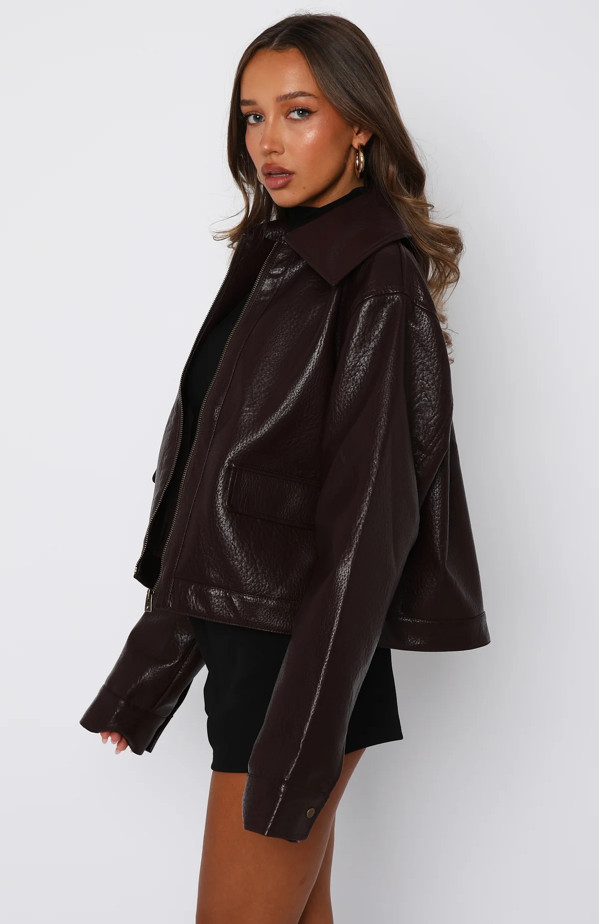 Nobody Told Me PU Jacket Plum - Image 3