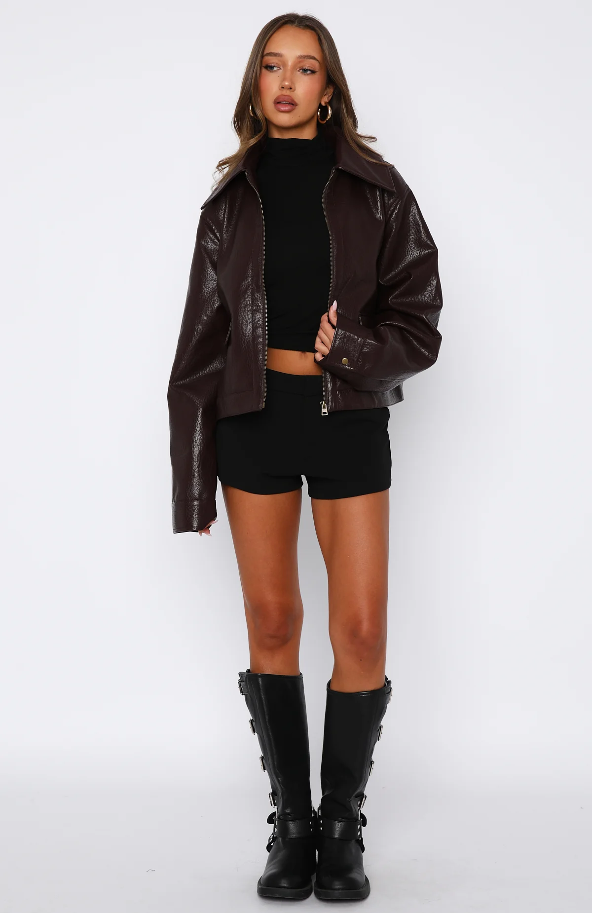 Nobody Told Me PU Jacket Plum - Image 5