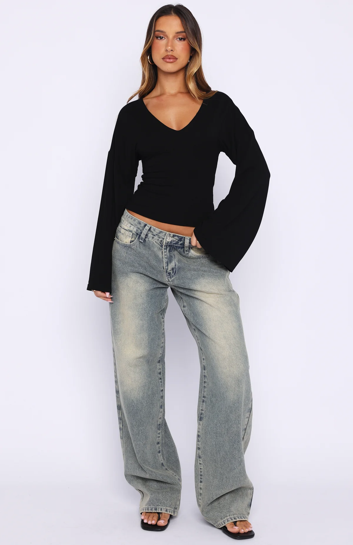Nobody's Watching Long Sleeve Top Black - Image 5