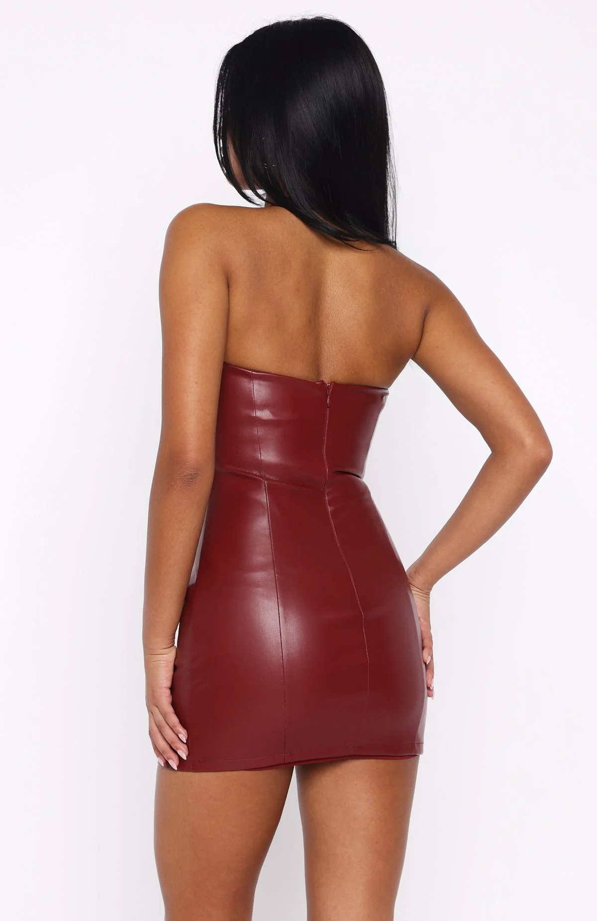 Nothing Personal PU Mini Dress Deep Red - Image 4