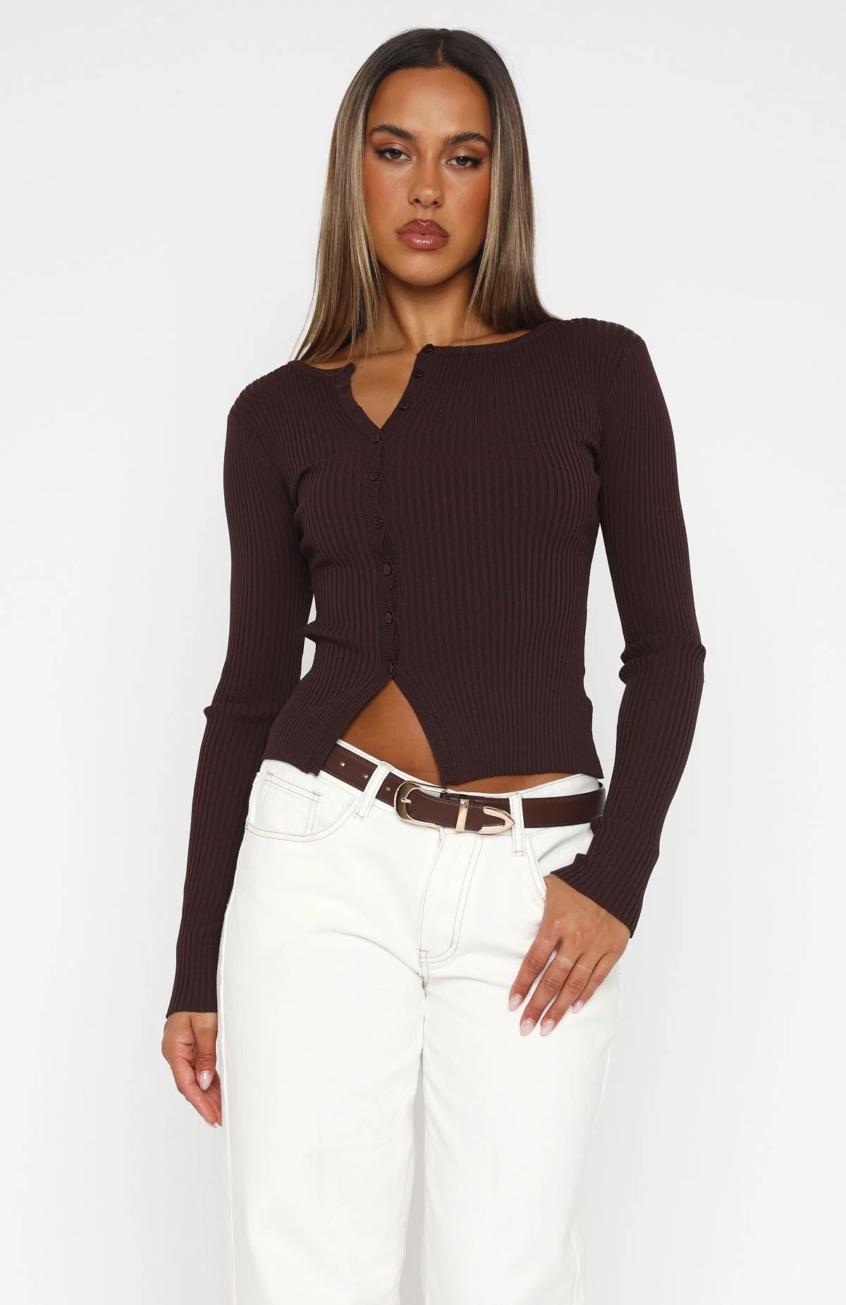 Notice Me Long Sleeve Top Chocolate - Image 2