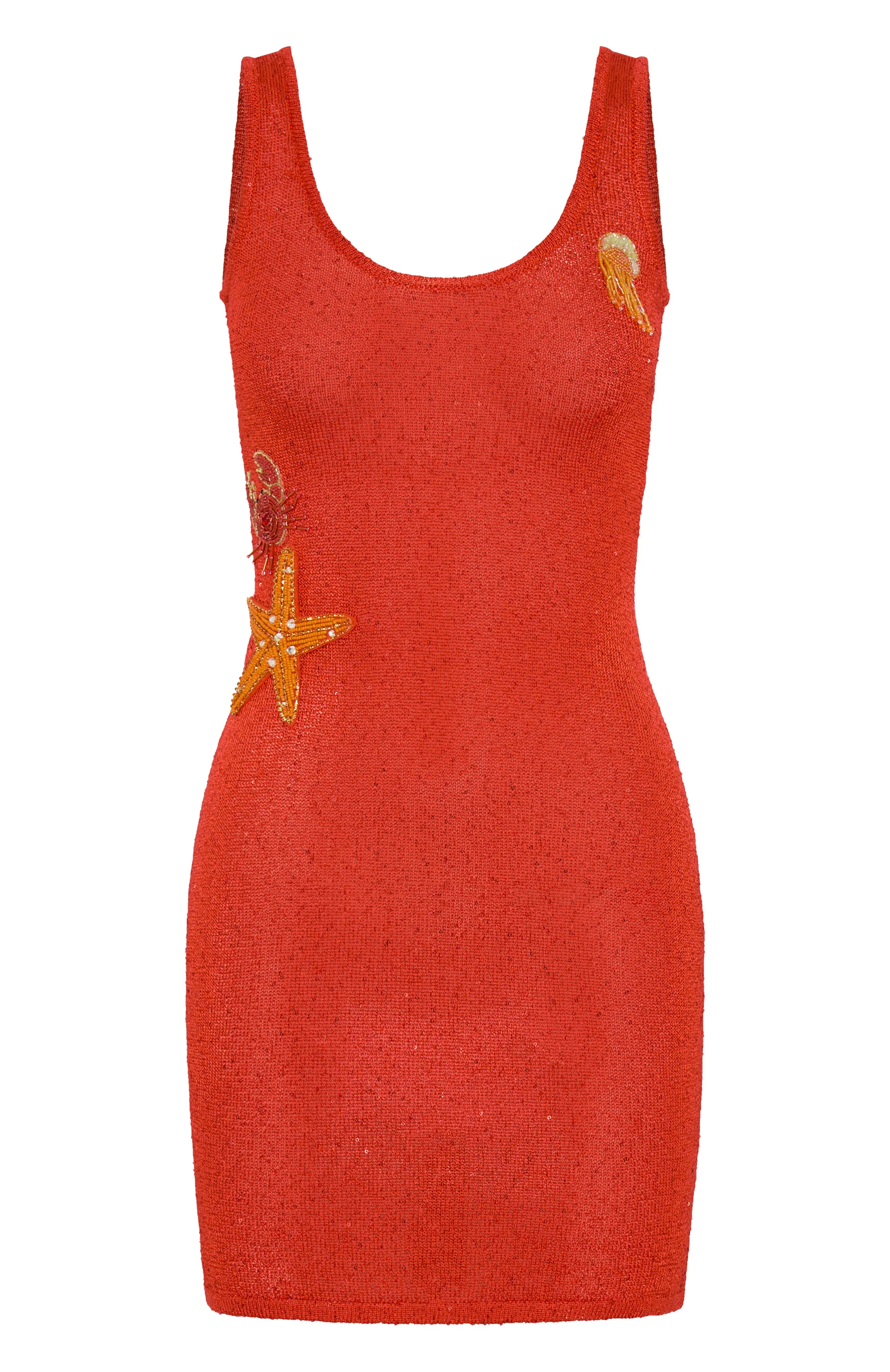 Ocean Vibes Sequin Knit Mini Dress Orange - Image 7