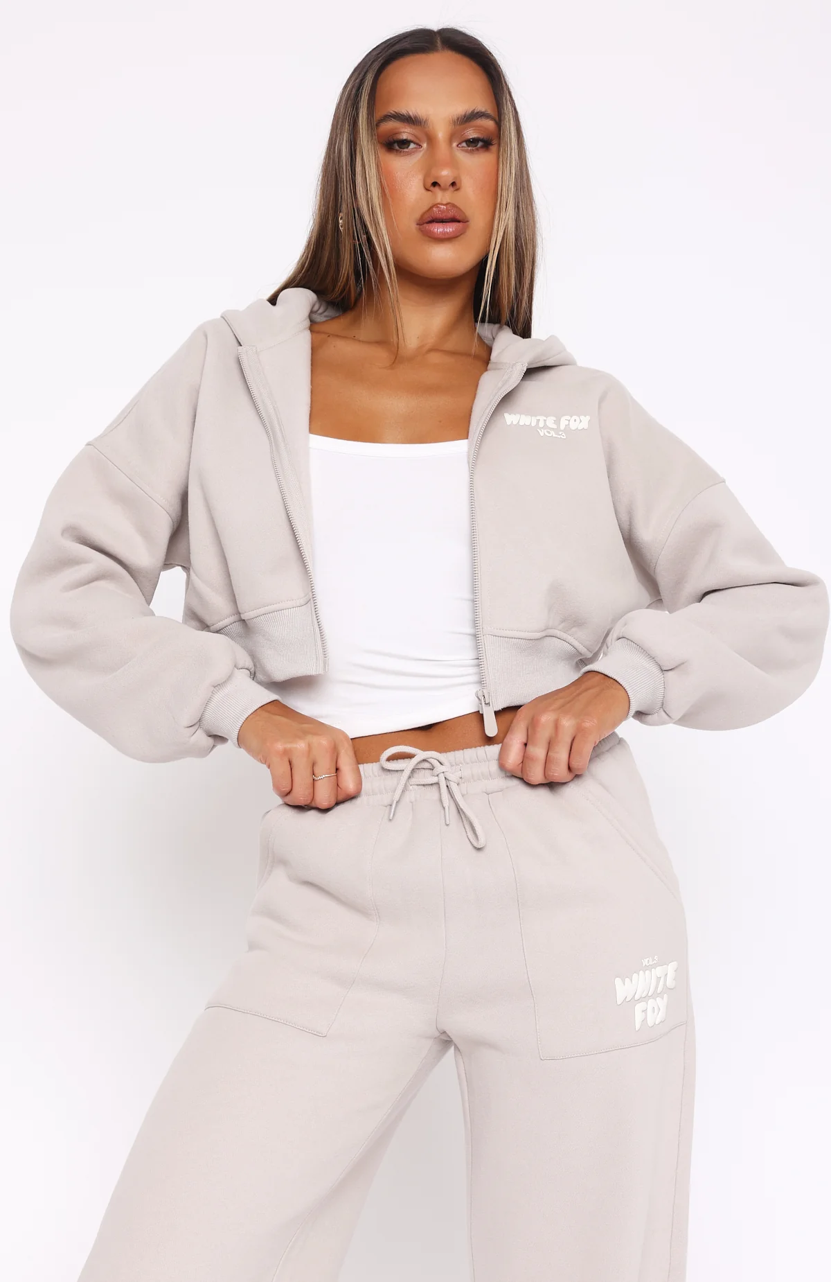 Offstage Cropped Zip Hoodie Moon - Image 2