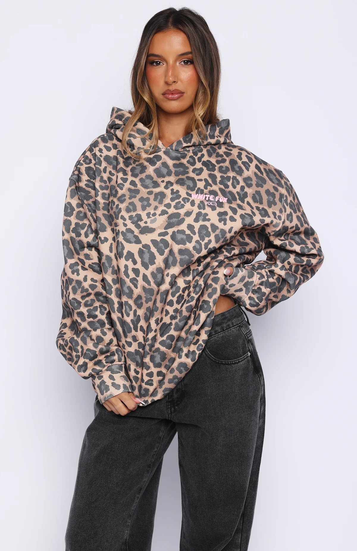 Offstage Printed Oversized Hoodie Dark Leopard - Image 3