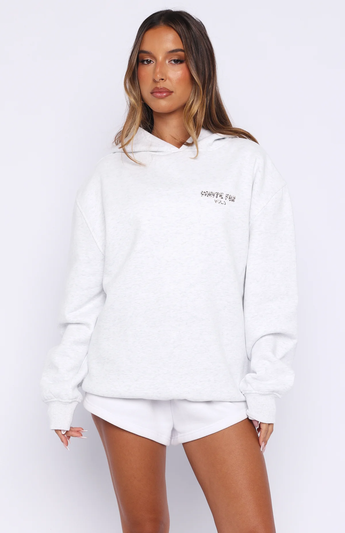 Offstage Printed Oversized Hoodie Grey Marle/Leopard - Image 2