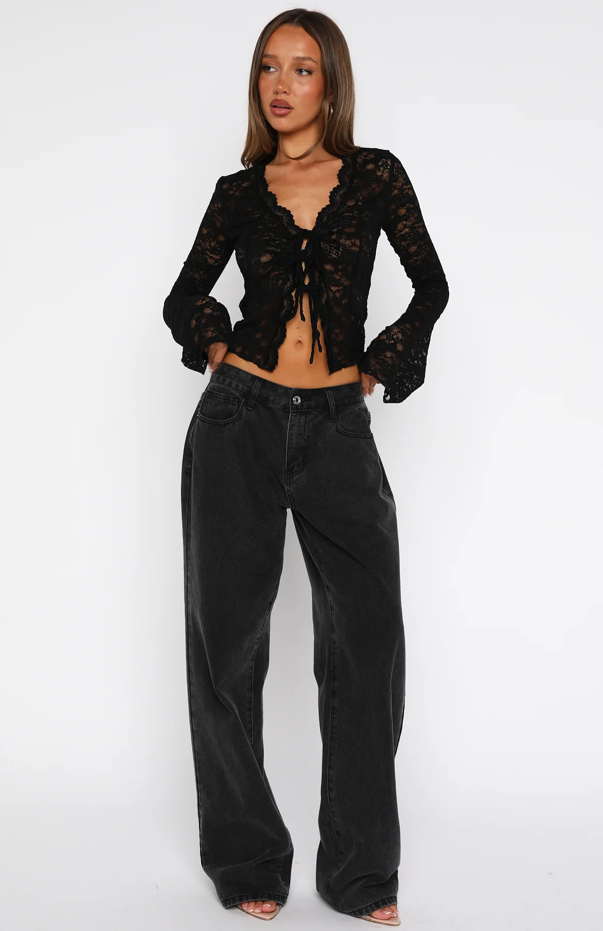 Oh So Careless Long Sleeve Lace Top Black - Image 5