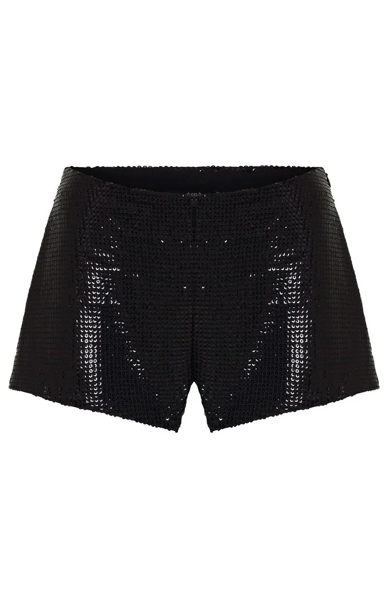 Old News Sequin Shorts Black - Image 7