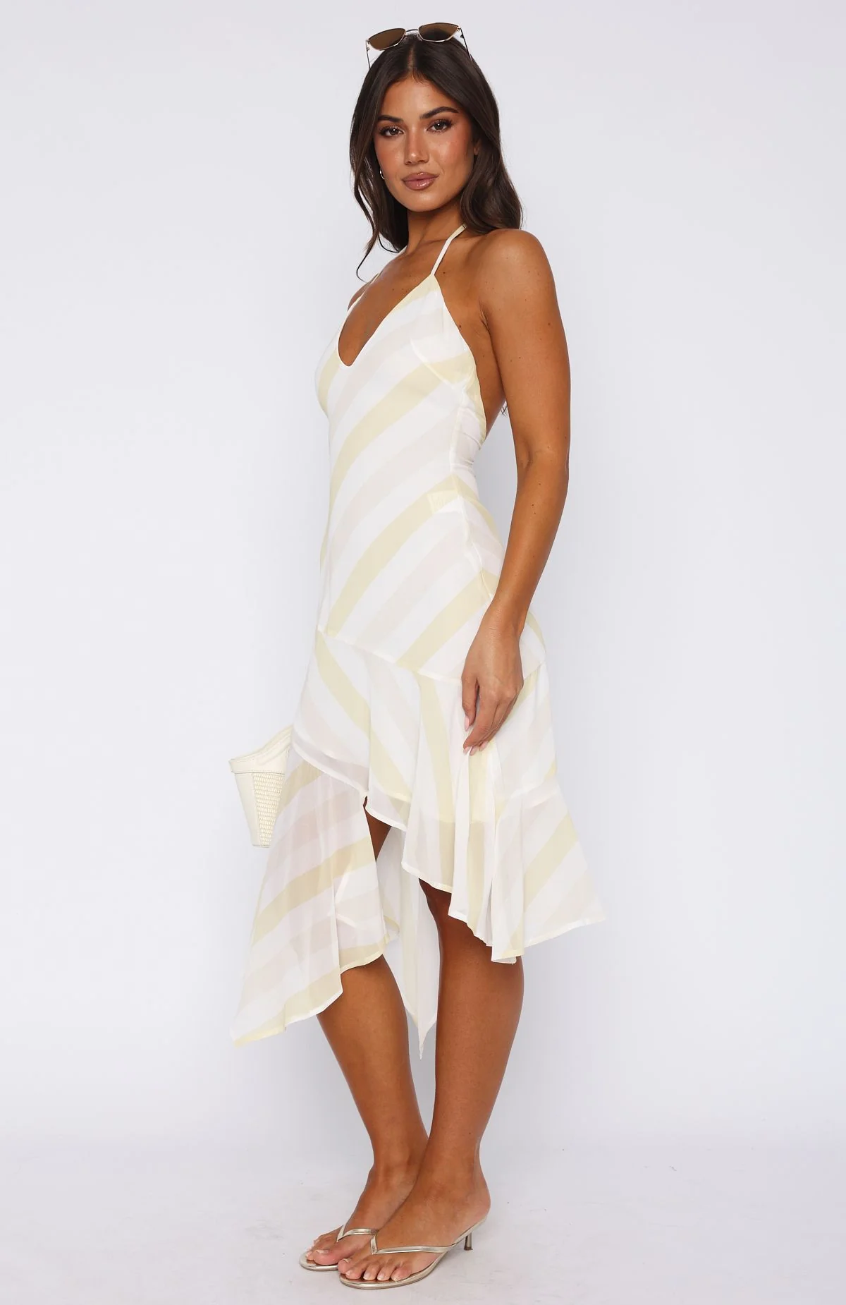 On His Mind Midi Dress Citrus Stripe - Image 4