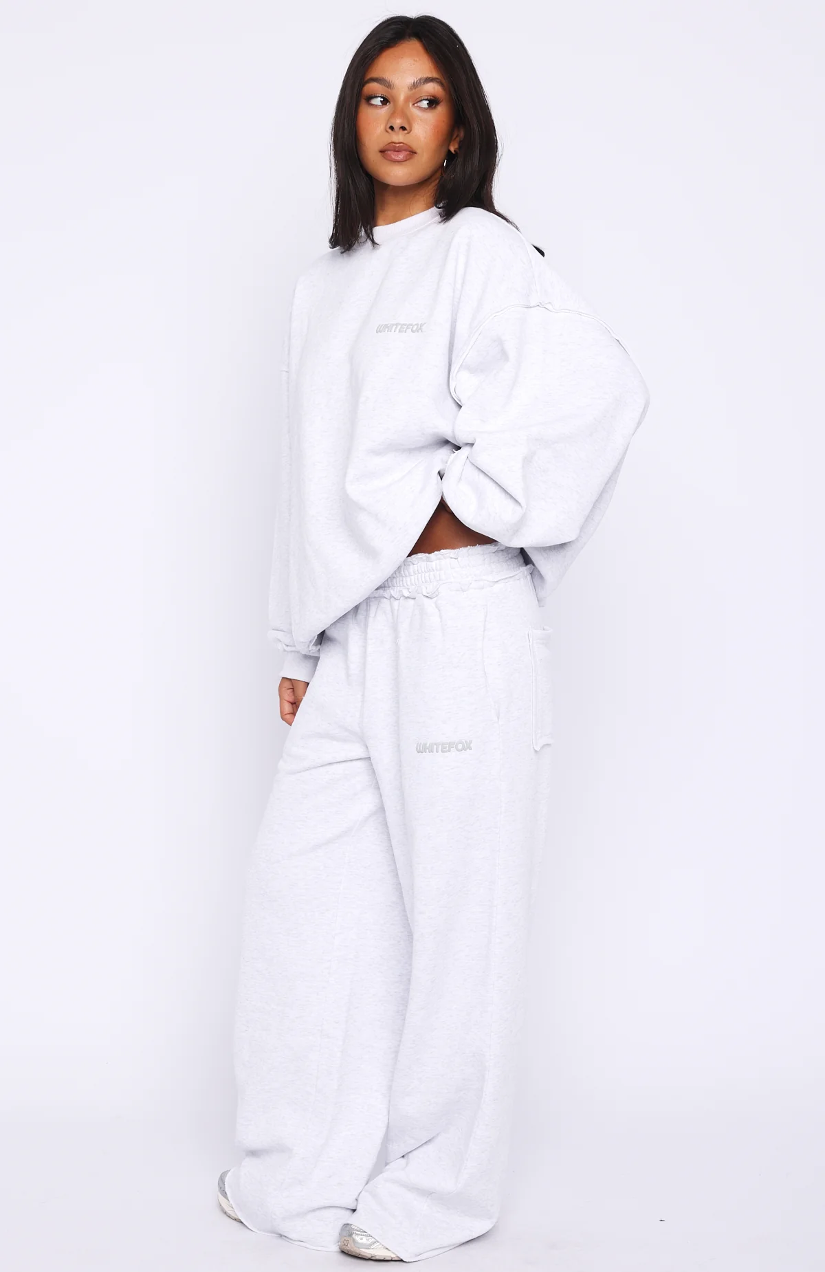 On My Own Terms Wide Leg Sweatpants Grey Marle - Image 3
