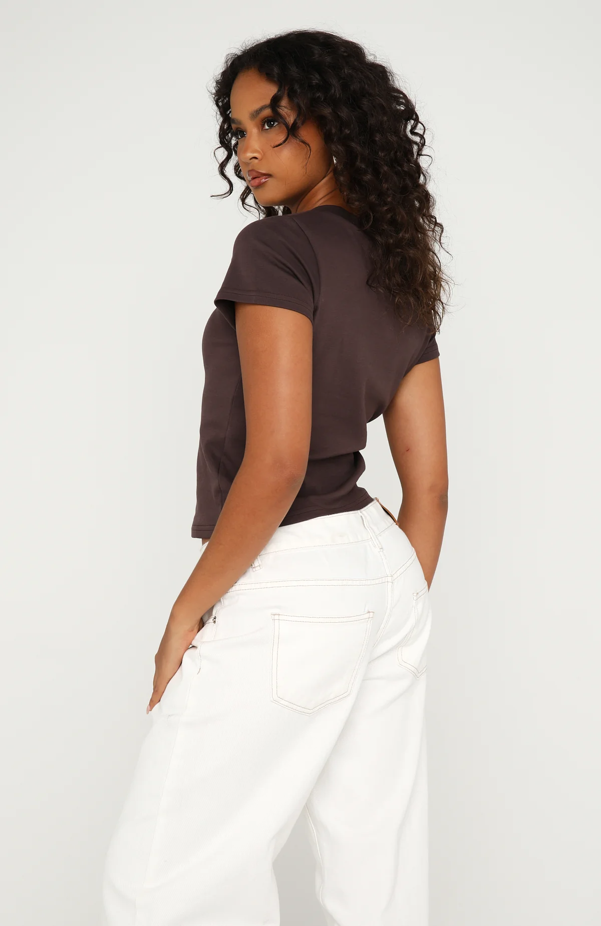 On The Hunt V Neck Top Chocolate - Image 4