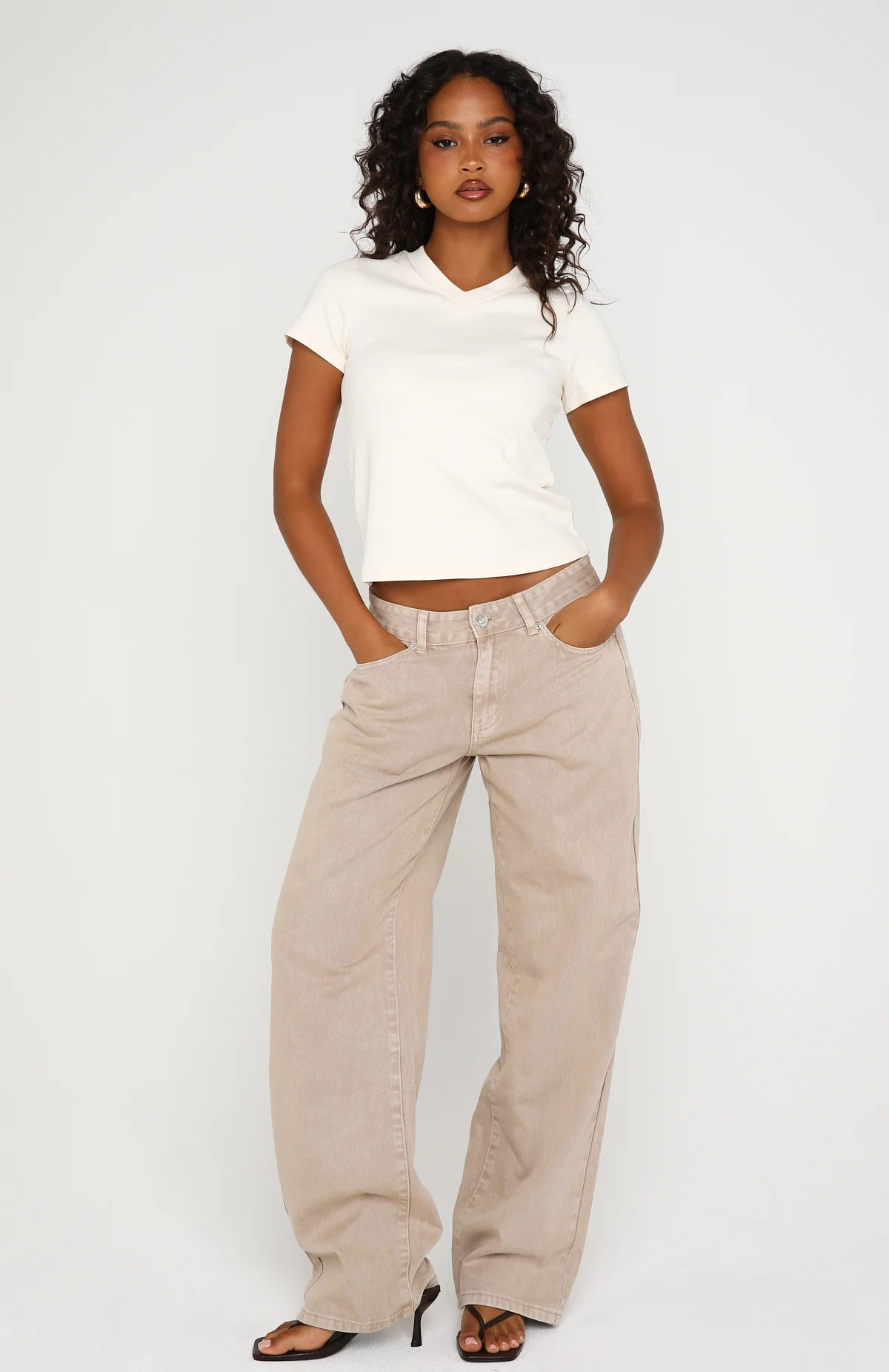 On The Hunt V Neck Top Off White - Image 5