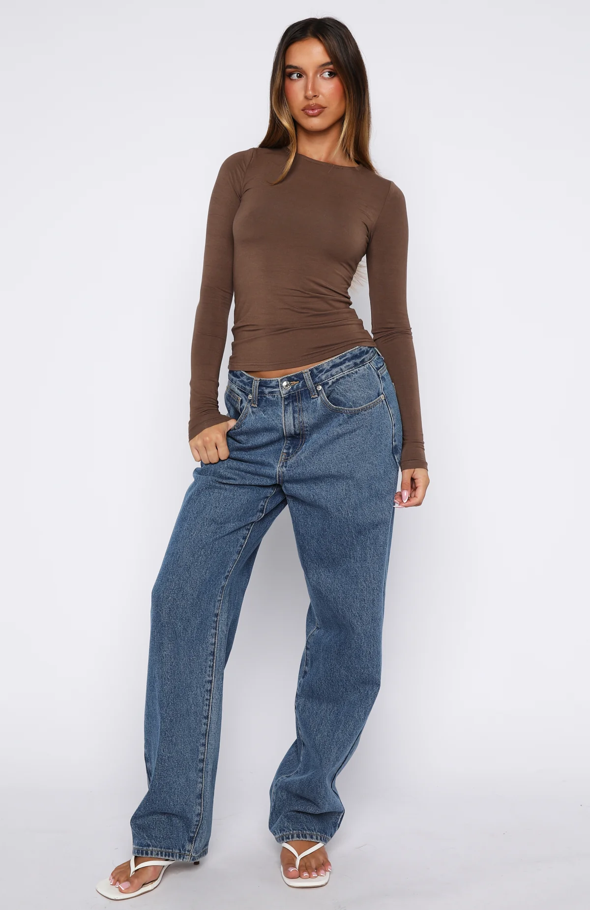 Only For Tonight Long Sleeve Top Mocha - Image 5