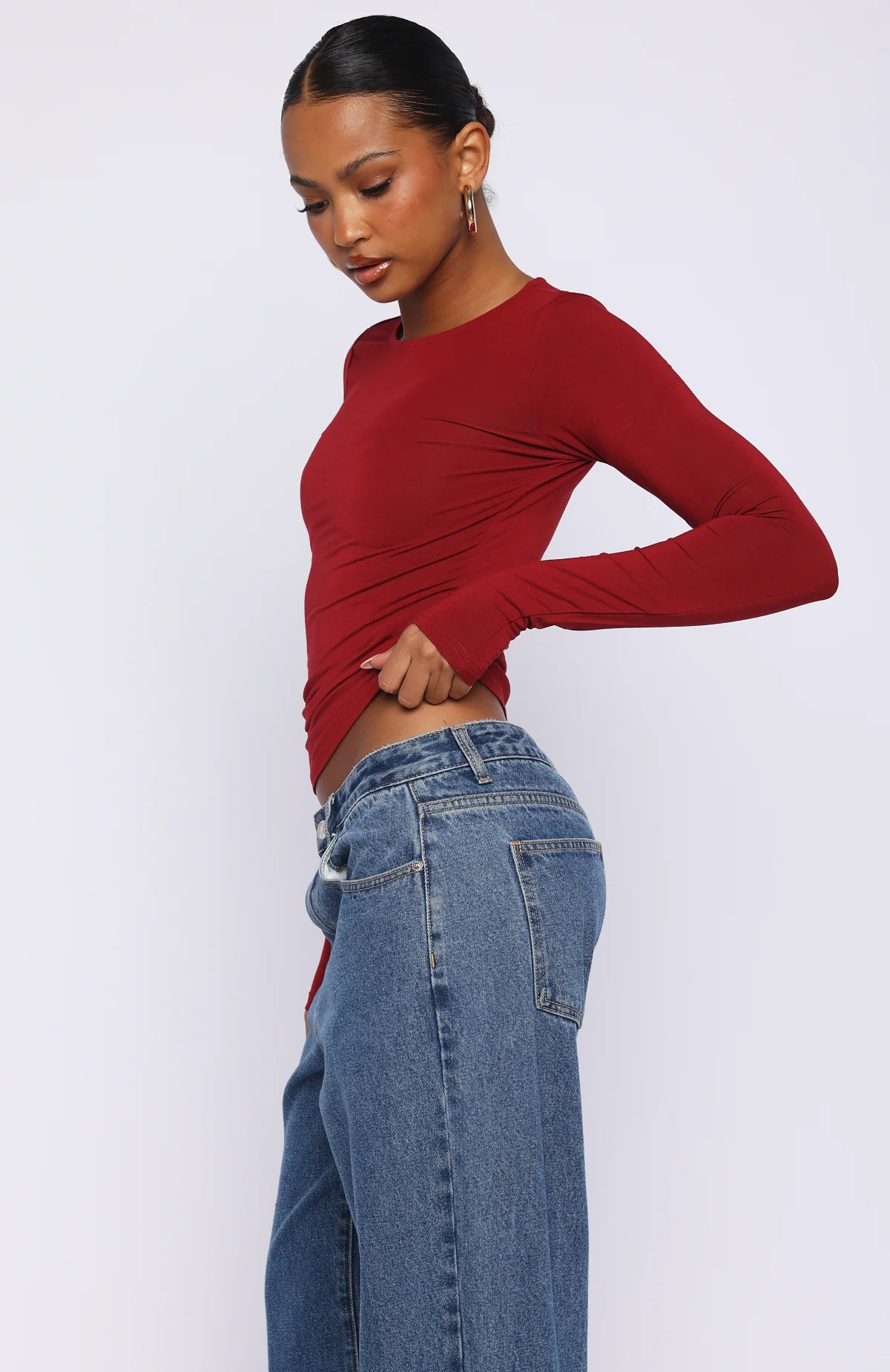 Only For Tonight Long Sleeve Top Wine - Image 3