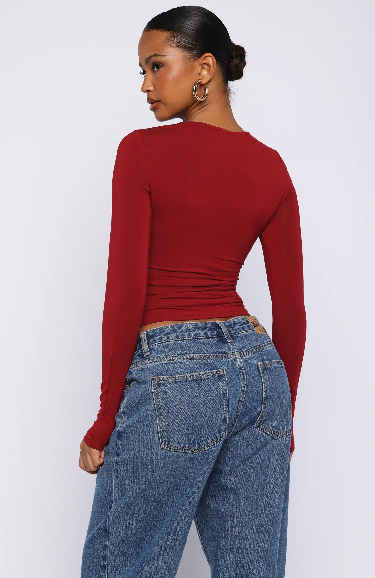 Only For Tonight Long Sleeve Top Wine - Image 4