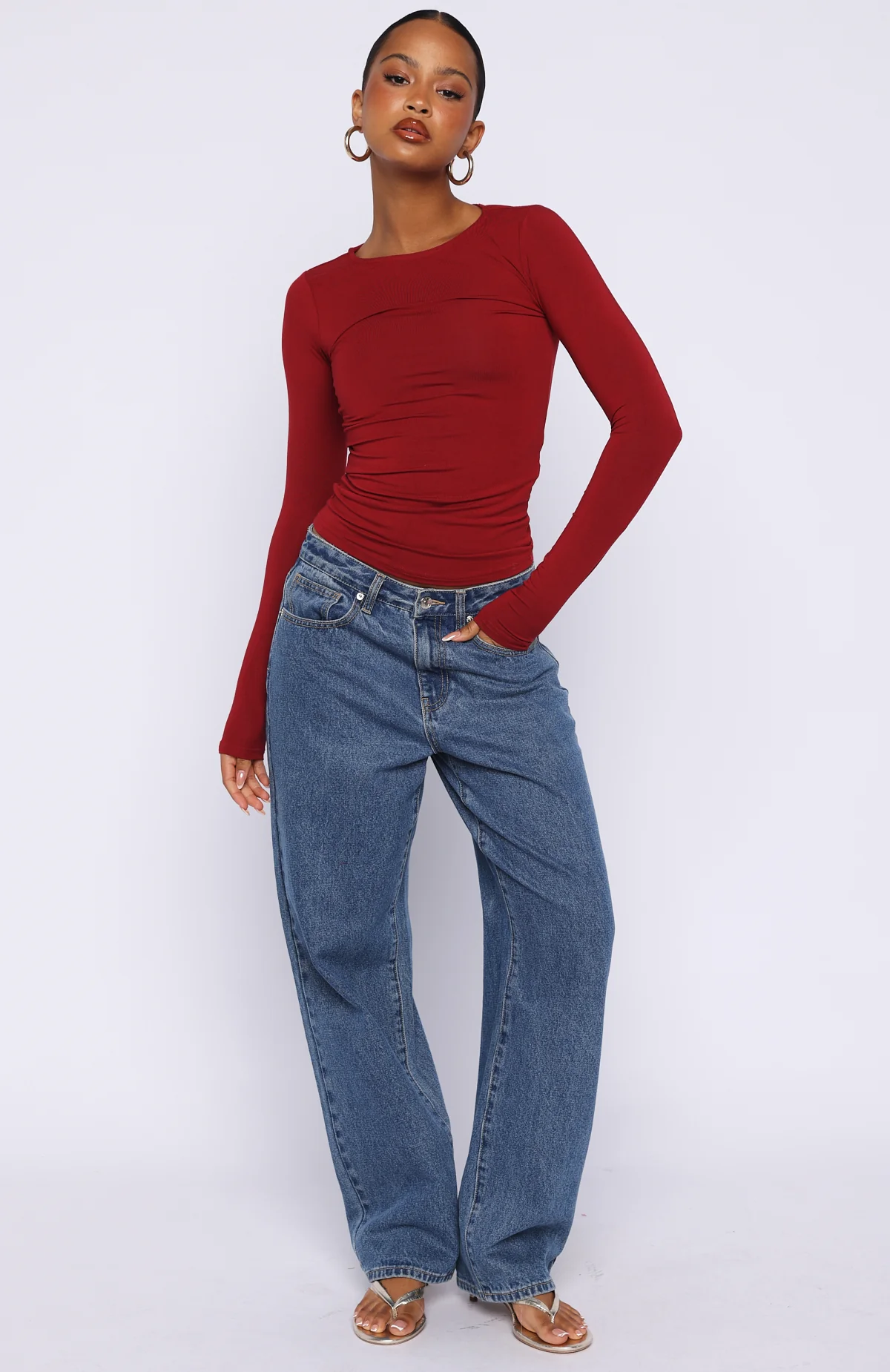 Only For Tonight Long Sleeve Top Wine - Image 5