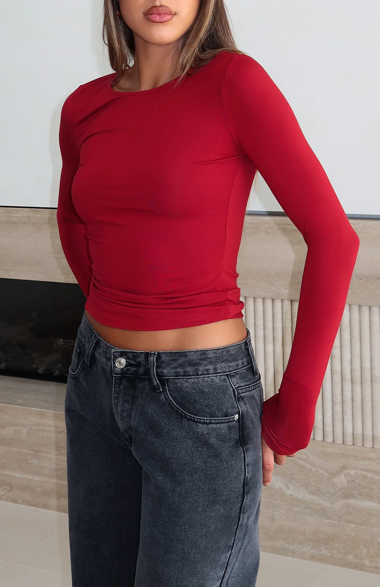 Only For Tonight Long Sleeve Top Wine - Image 6