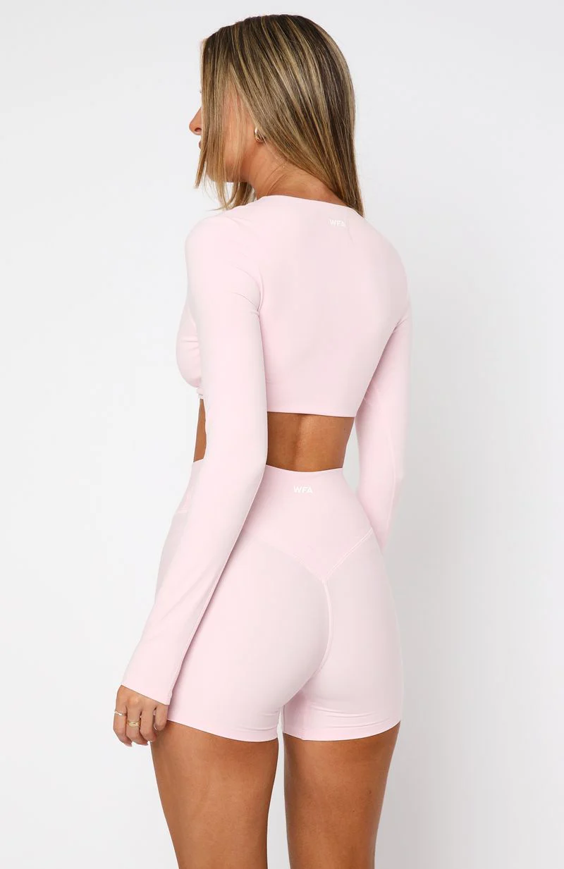 Over The Line Long Sleeve Crop Ballet Pink - Image 4
