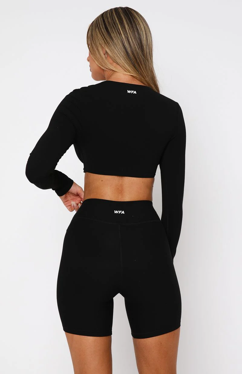 Over The Line Long Sleeve Crop Black - Image 4