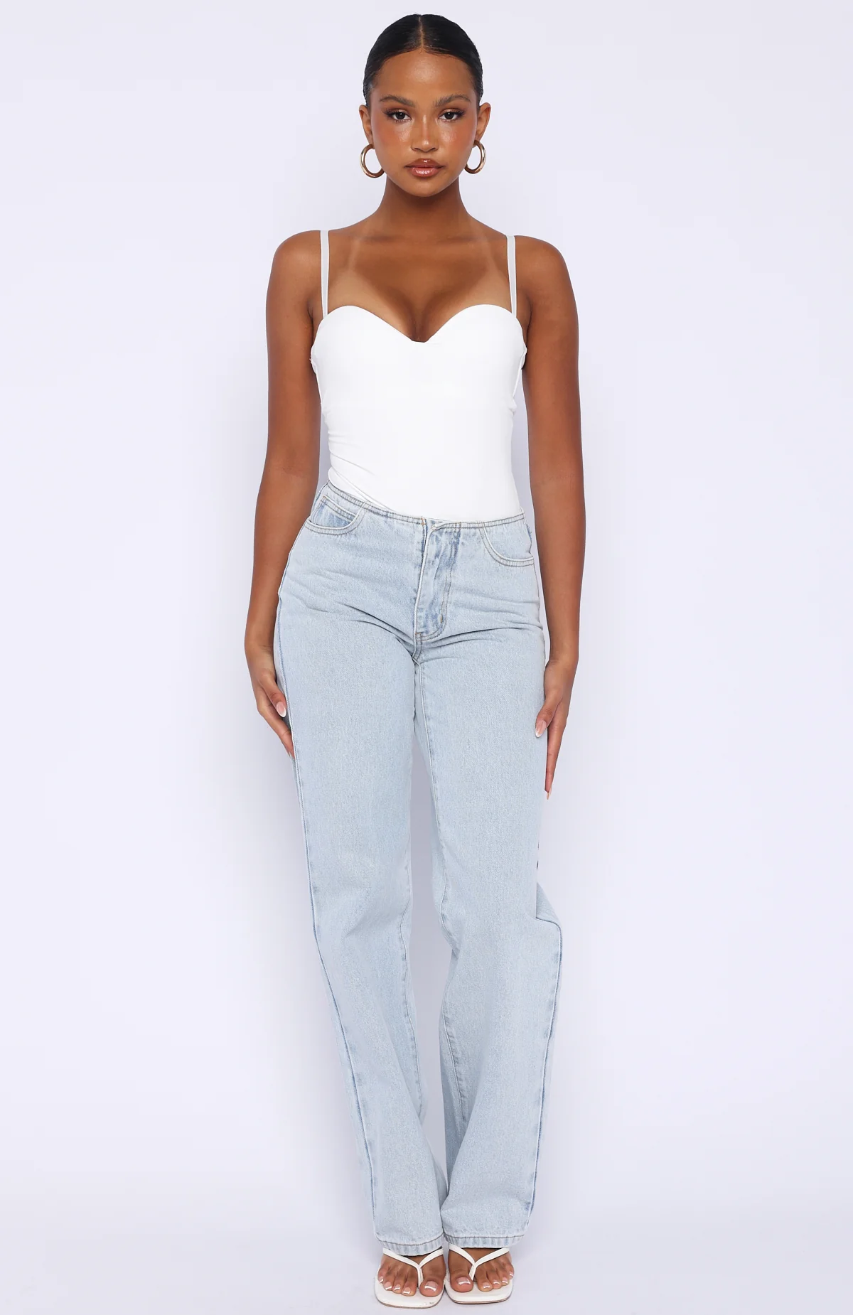 Overachieving Mid Rise Straight Leg Jeans Glacier Blue - Image 2