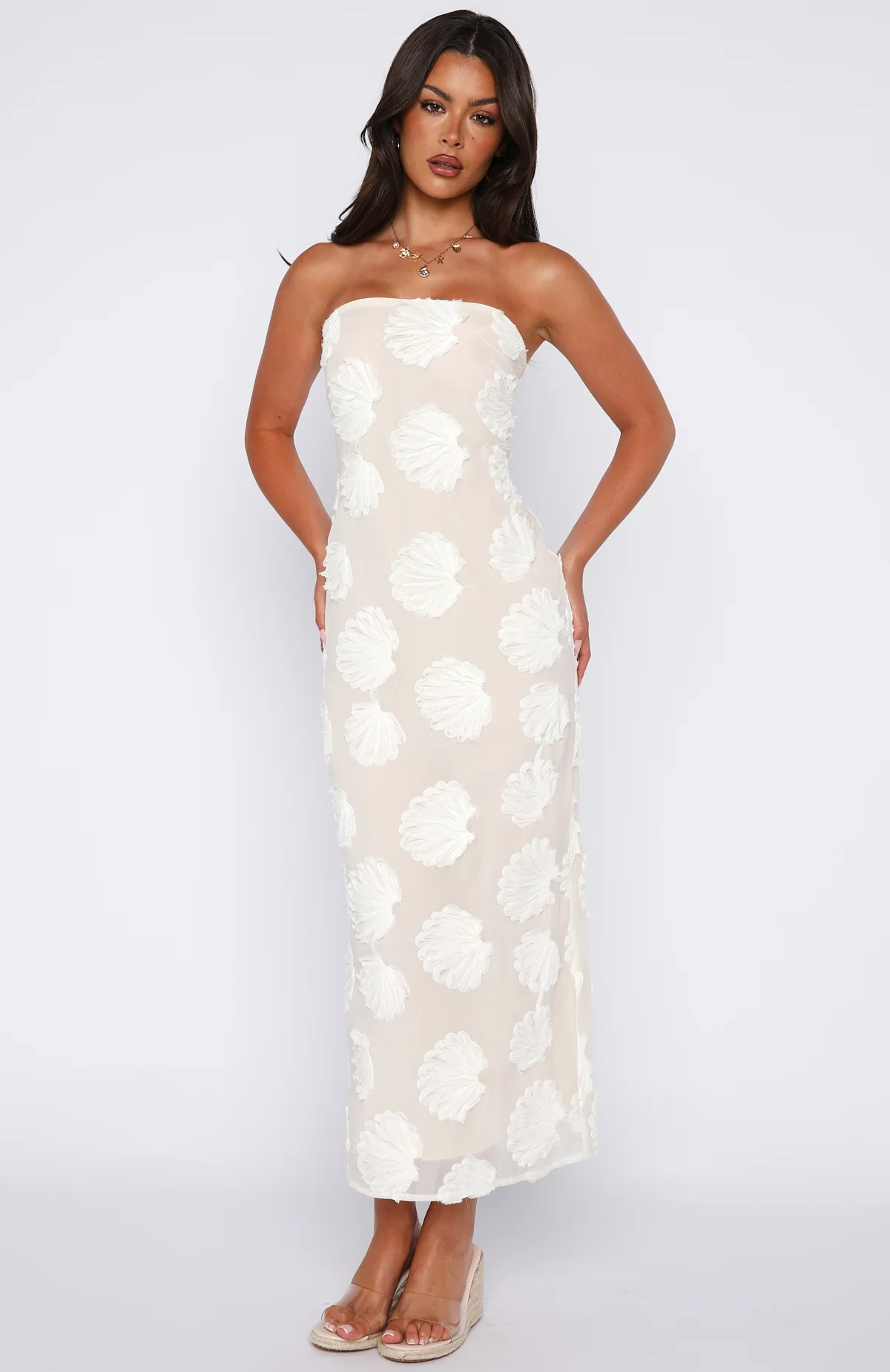 Paradise Cove Strapless Maxi Dress Cream - Image 2