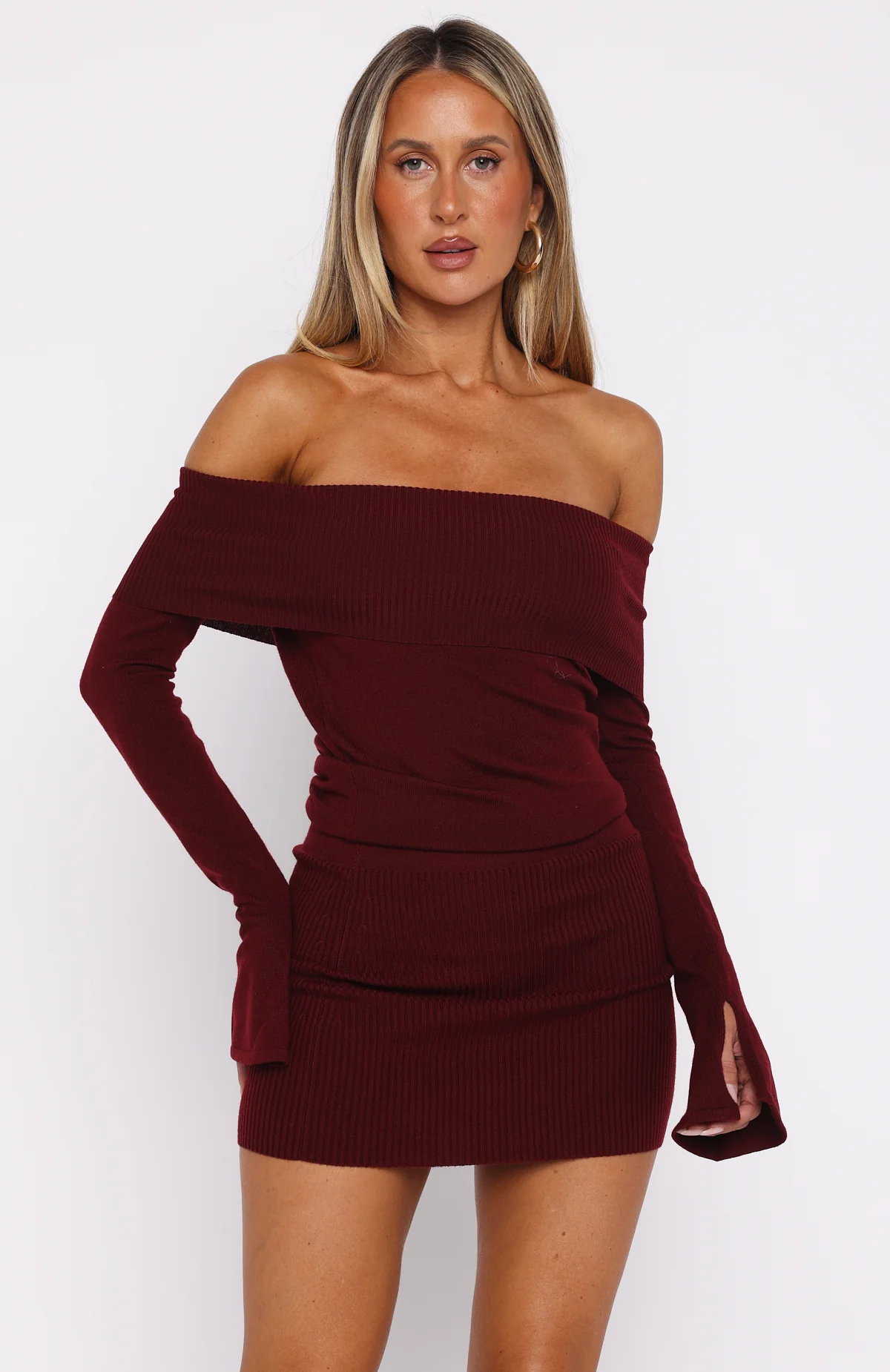 Parental Guidance Knit Mini Dress Burgundy - Image 2