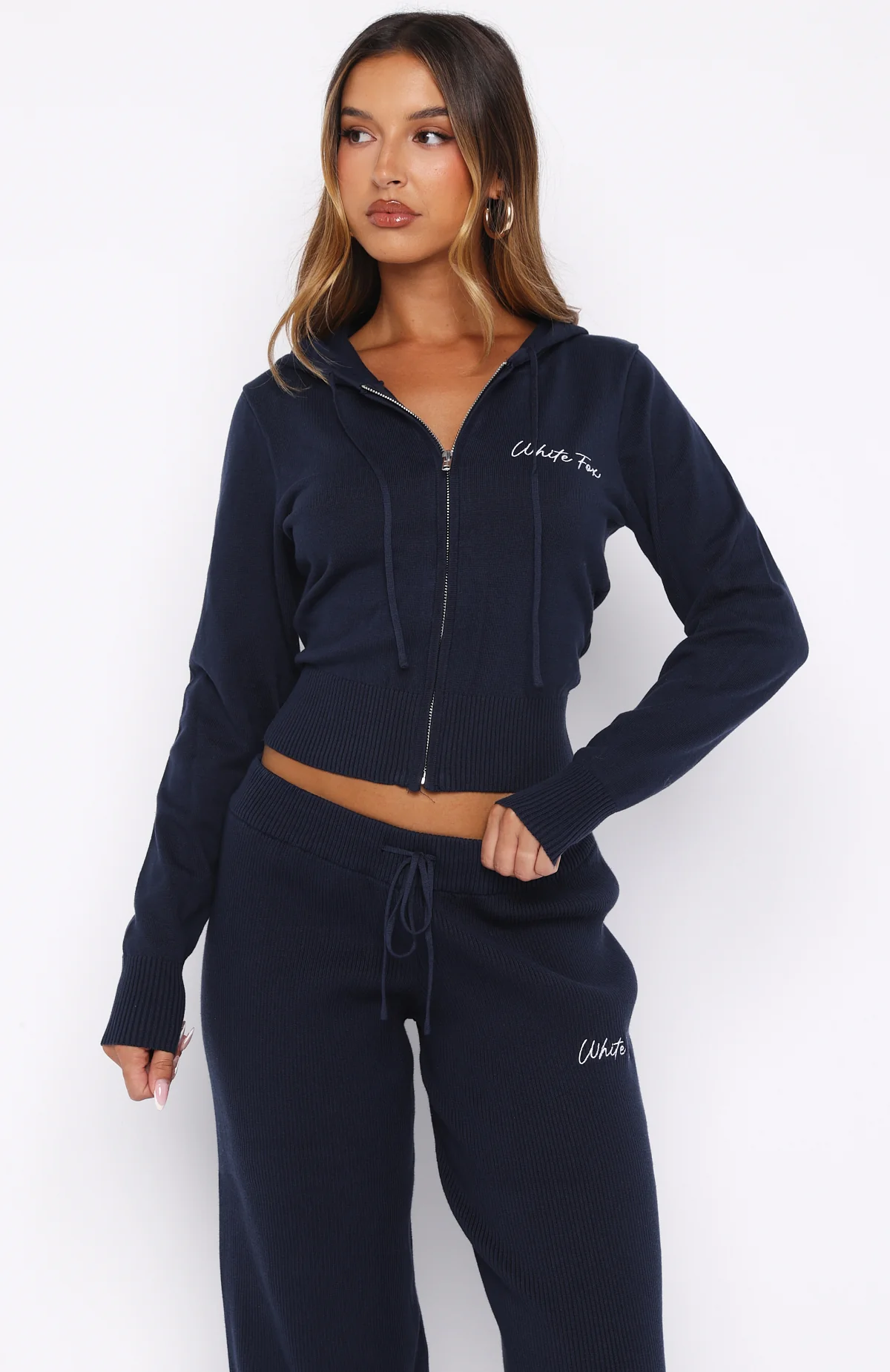 Paying It Forward Zip Front Hoodie Navy - Image 2