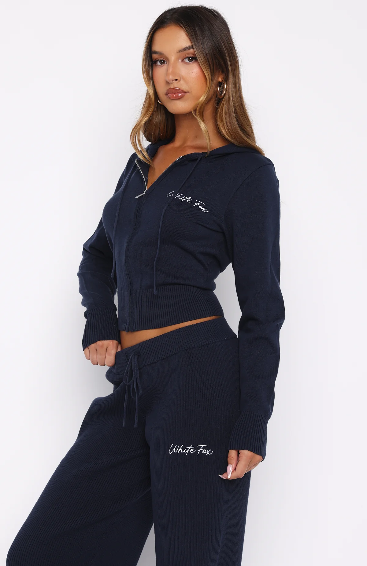 Paying It Forward Zip Front Hoodie Navy - Image 3