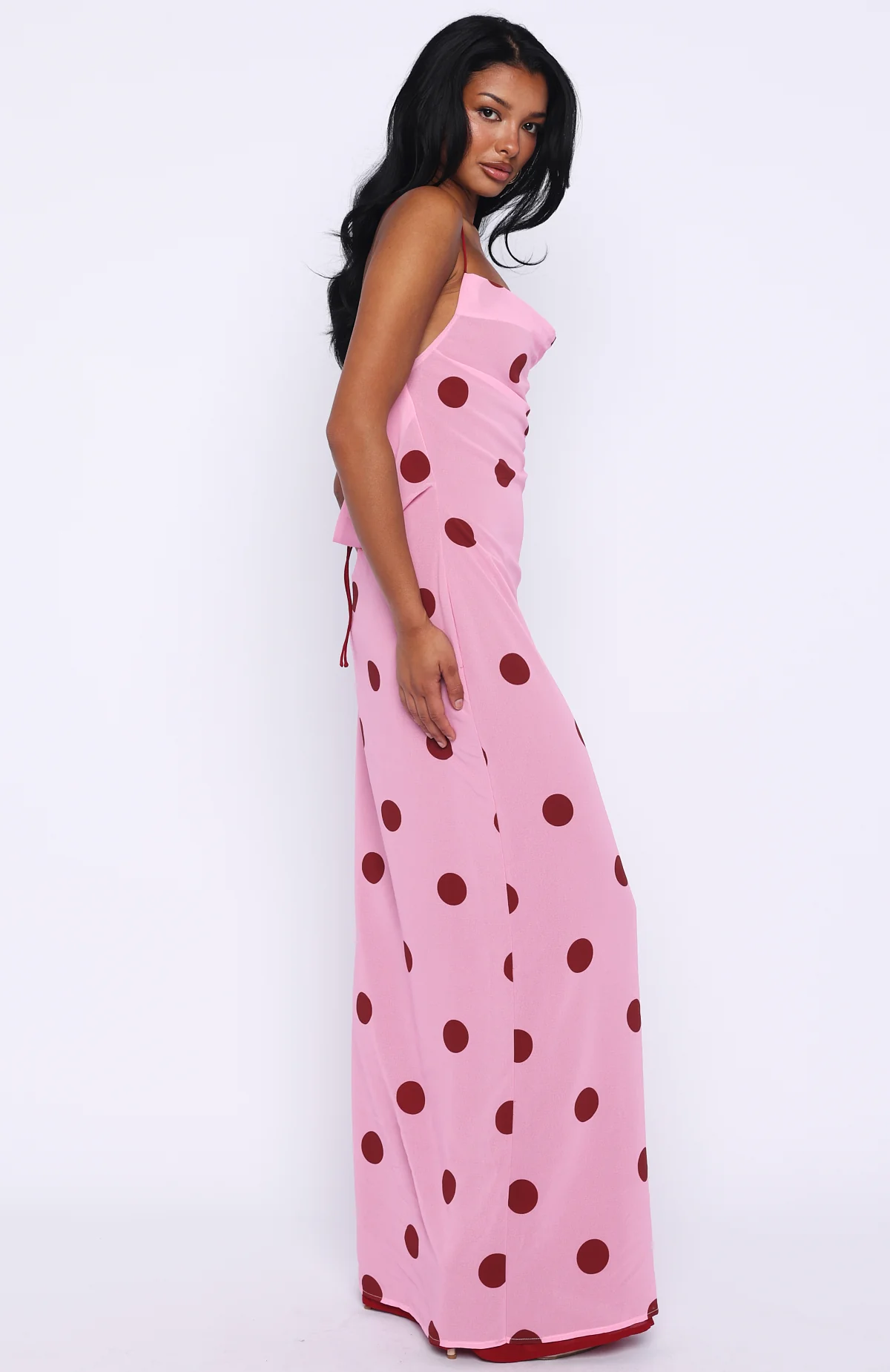 Peony Pop Maxi Dress Pink Polka Dot - Image 4