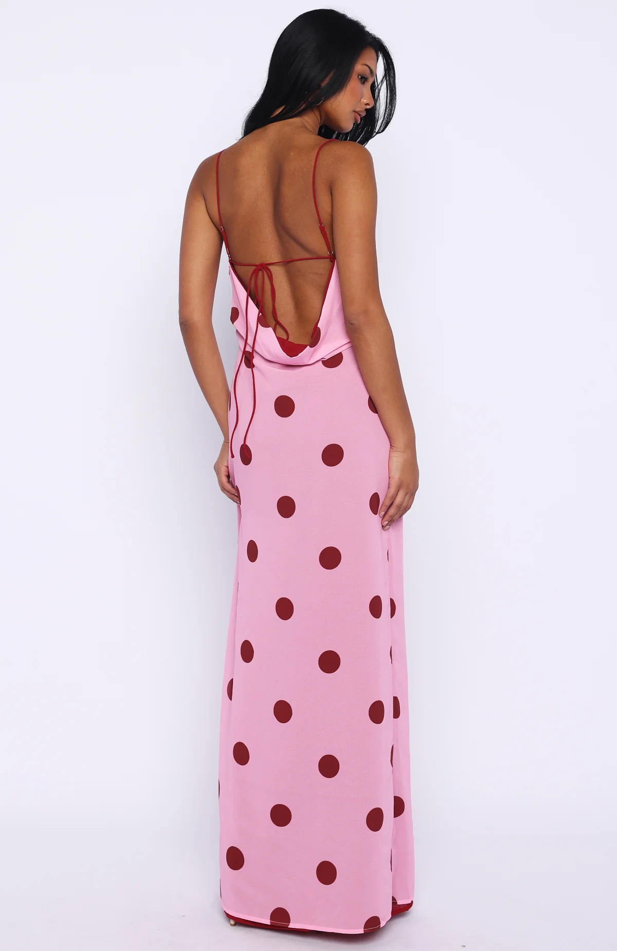 Peony Pop Maxi Dress Pink Polka Dot - Image 5