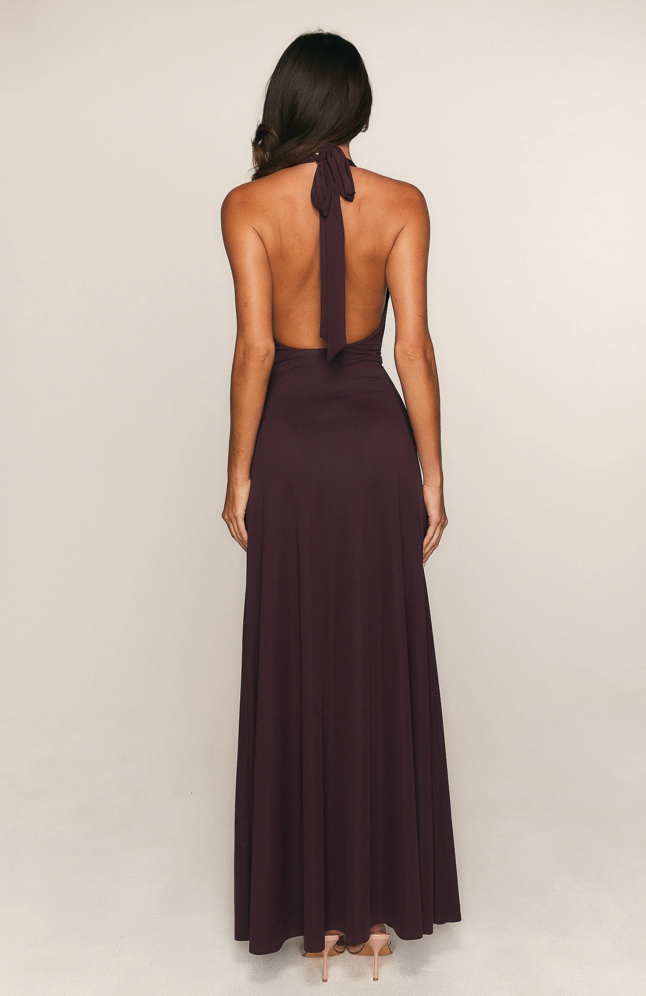 Perfect Illusion Halter Maxi Dress Dark Cherry - Image 4