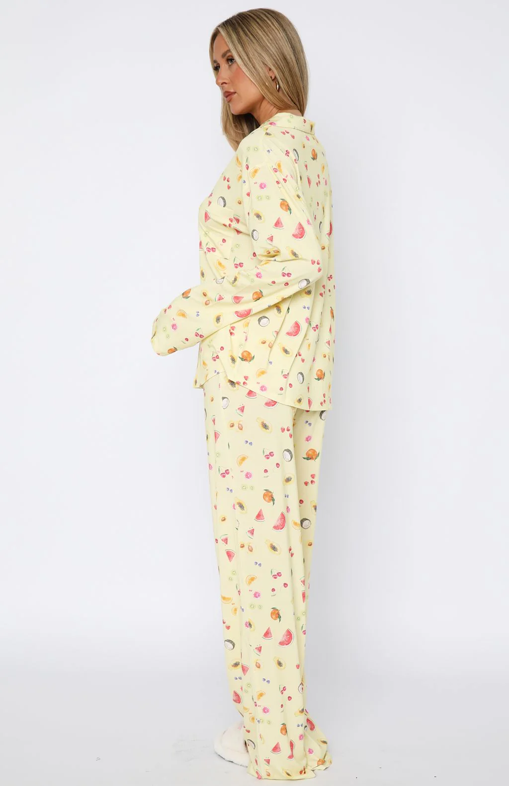 Pillow Talk Printed Long Sleeve Pyjama Set Fruit Salad - Image 4