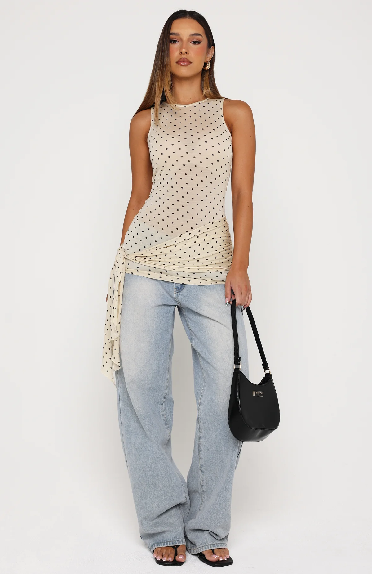 Pinch Me Tie Top Butter/Black Polka Dot - Image 5