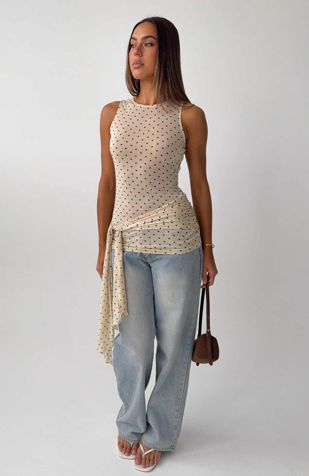 Pinch Me Tie Top Butter/Black Polka Dot - Image 6