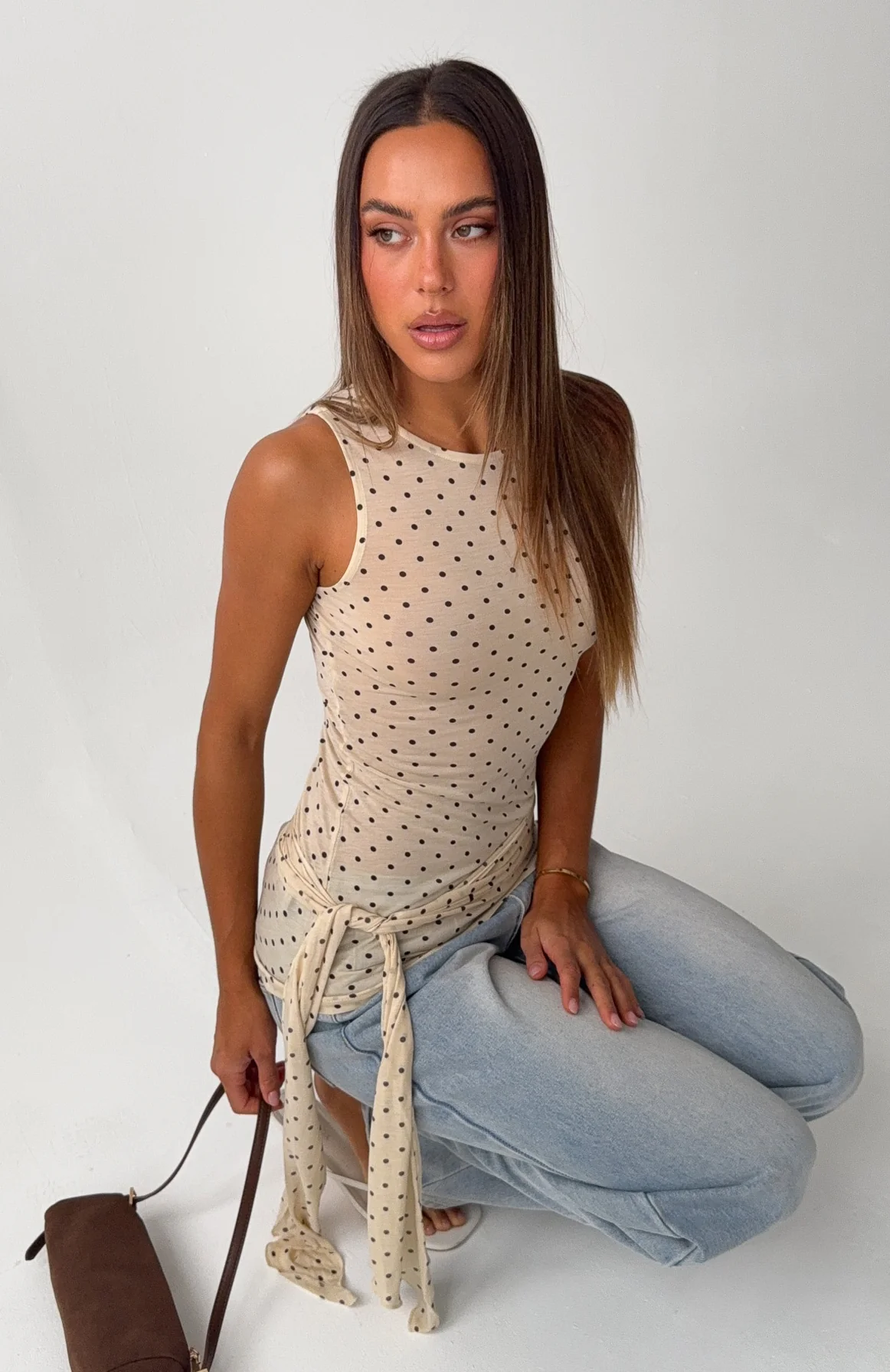 Pinch Me Tie Top Butter/Black Polka Dot - Image 7