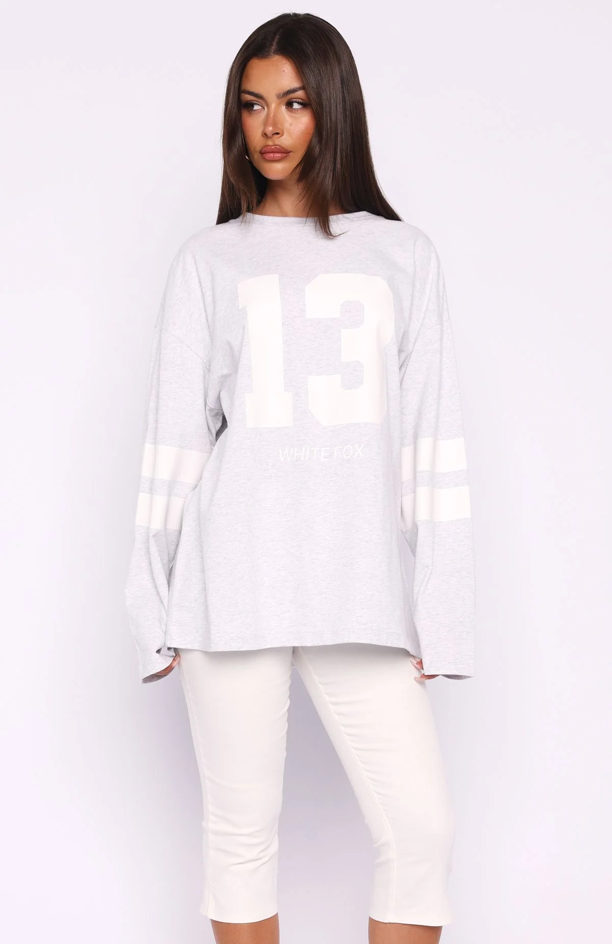 Playing Ball Oversized Long Sleeve Tee Grey Marle - Image 2