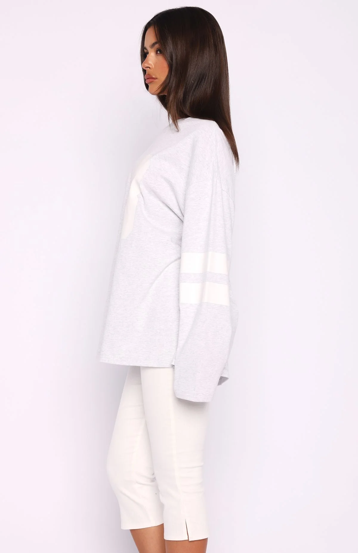 Playing Ball Oversized Long Sleeve Tee Grey Marle - Image 3