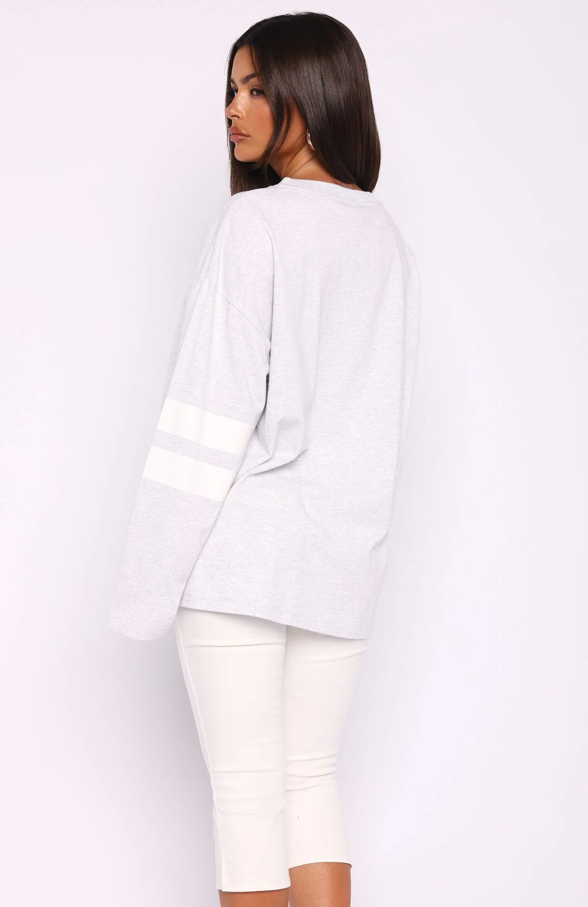 Playing Ball Oversized Long Sleeve Tee Grey Marle - Image 4