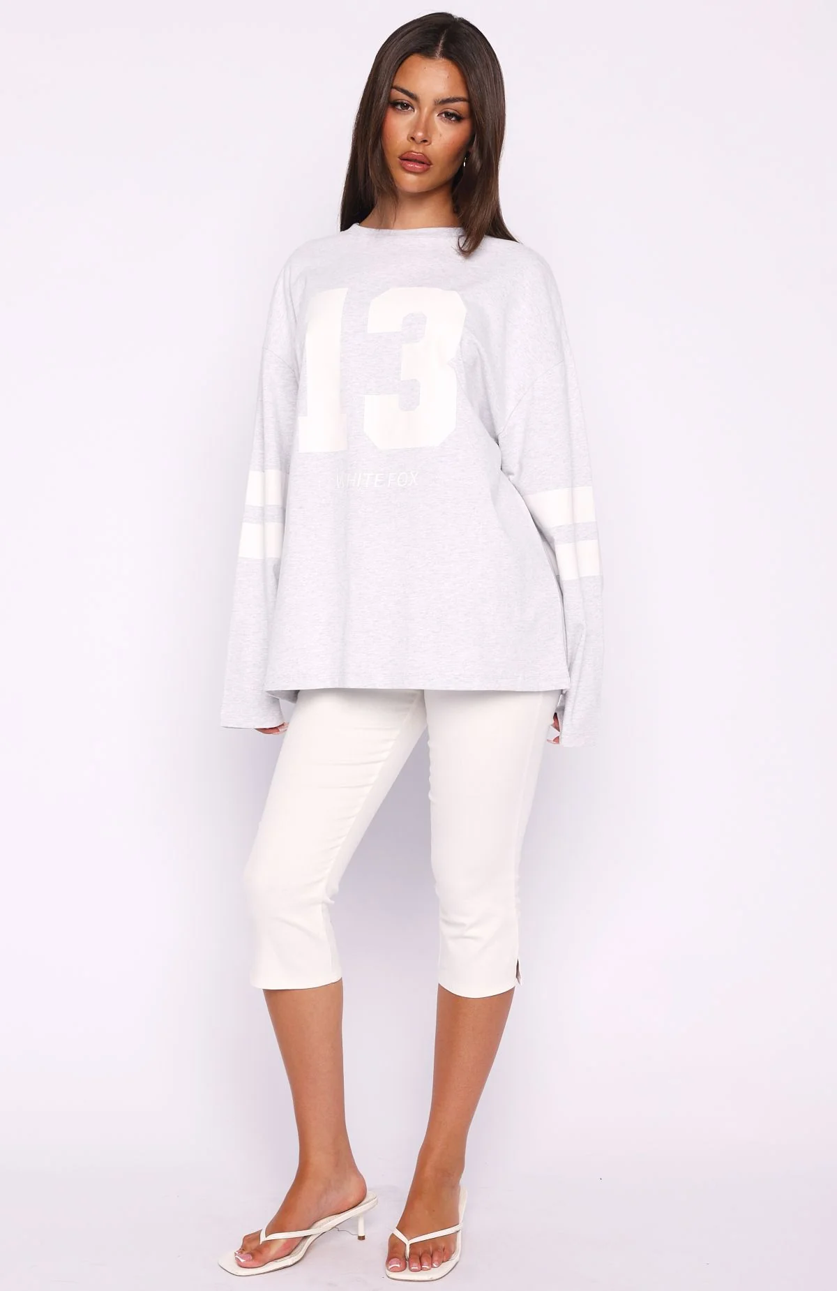Playing Ball Oversized Long Sleeve Tee Grey Marle - Image 5