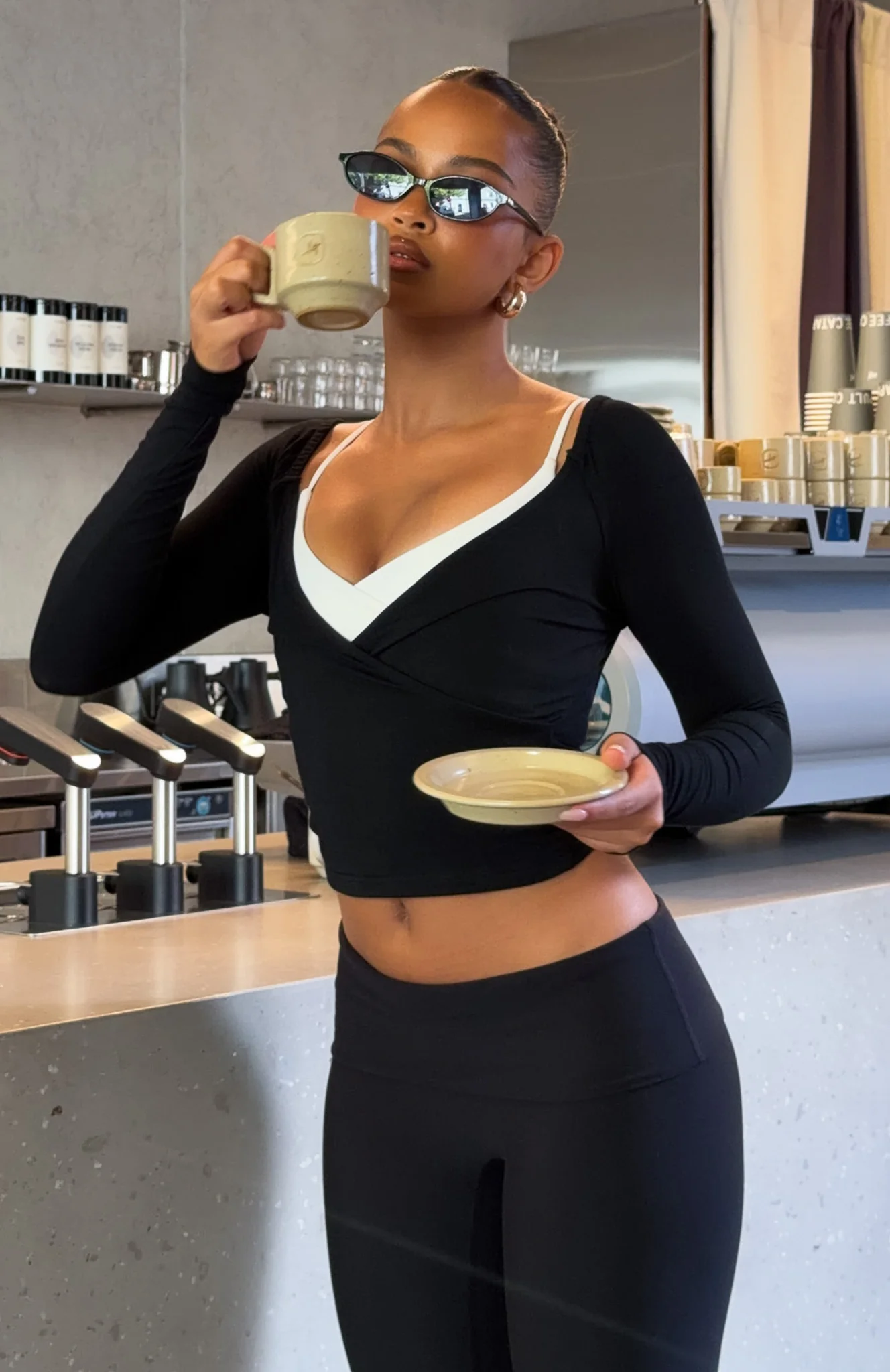 Power Princess Off Shoulder Long Sleeve Top Black - Image 6