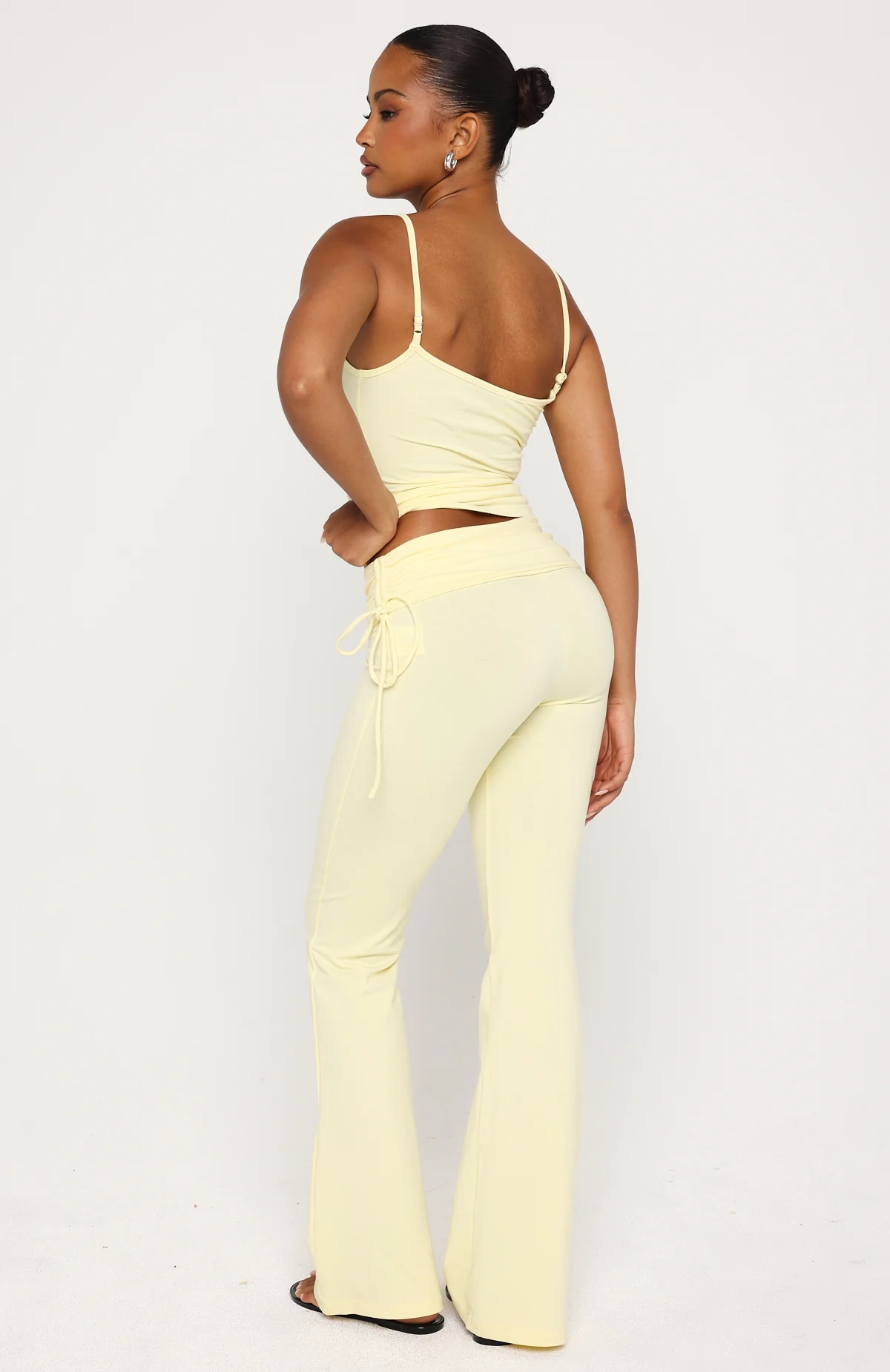 Pretty Vibes Fold Over Flare Pants Lemon - Image 4