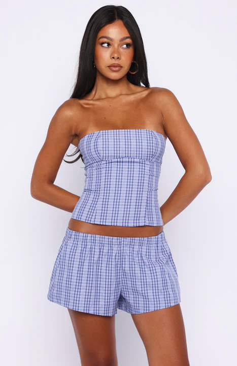 Promise Me This Shorts Navy Check - Image 2