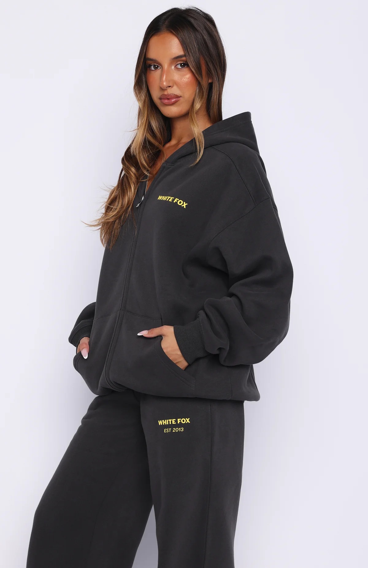 Proving Myself Wrong Zip Front Hoodie Charcoal - Image 4