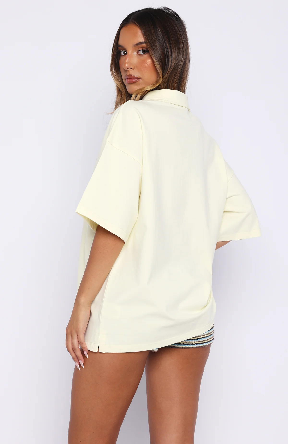 Pure Intent Oversized Short Sleeve Polo Shirt Lemon - Image 4
