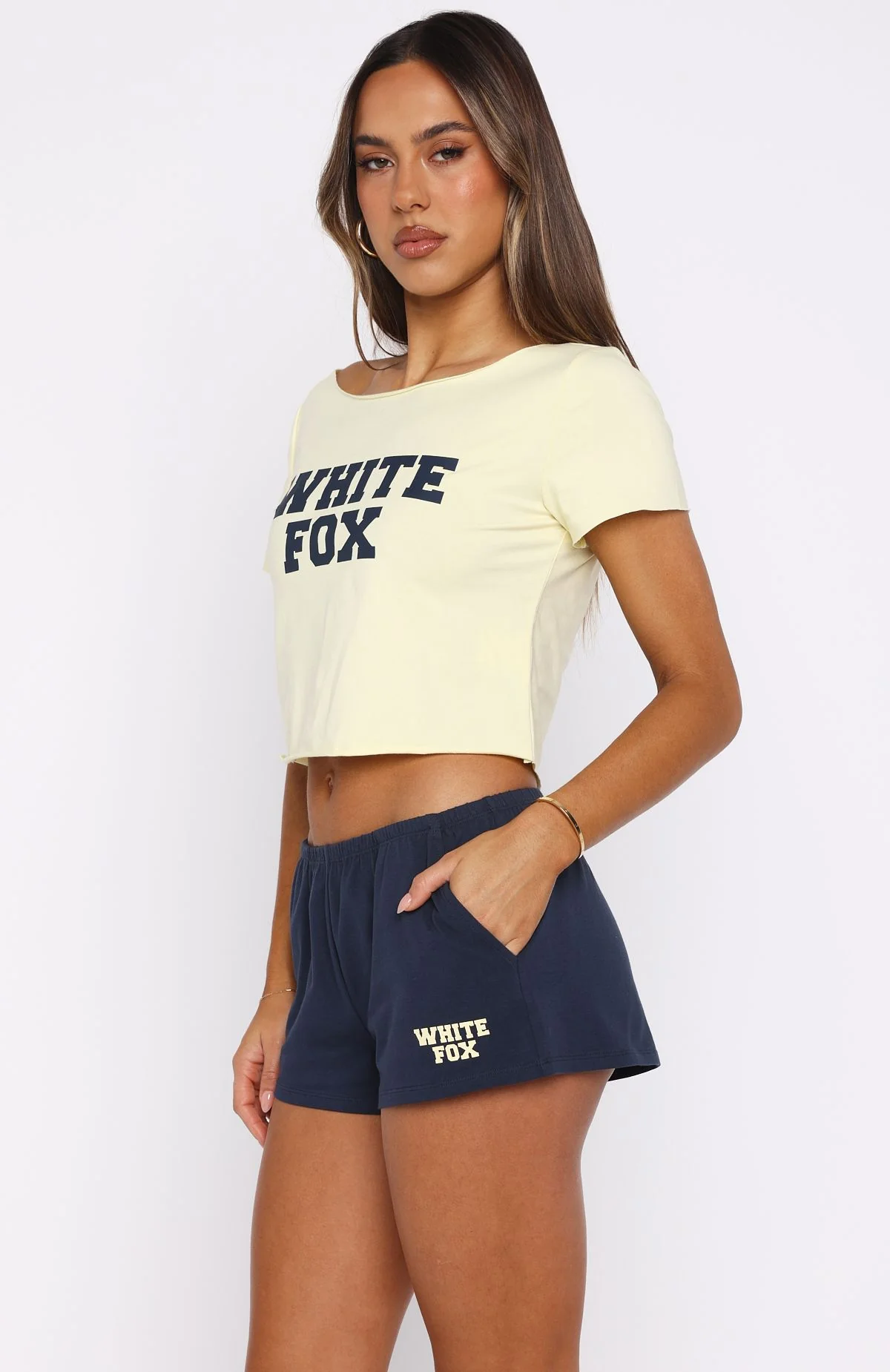 Put In Overtime Off Shoulder Relaxed Tee Lemon - Image 3