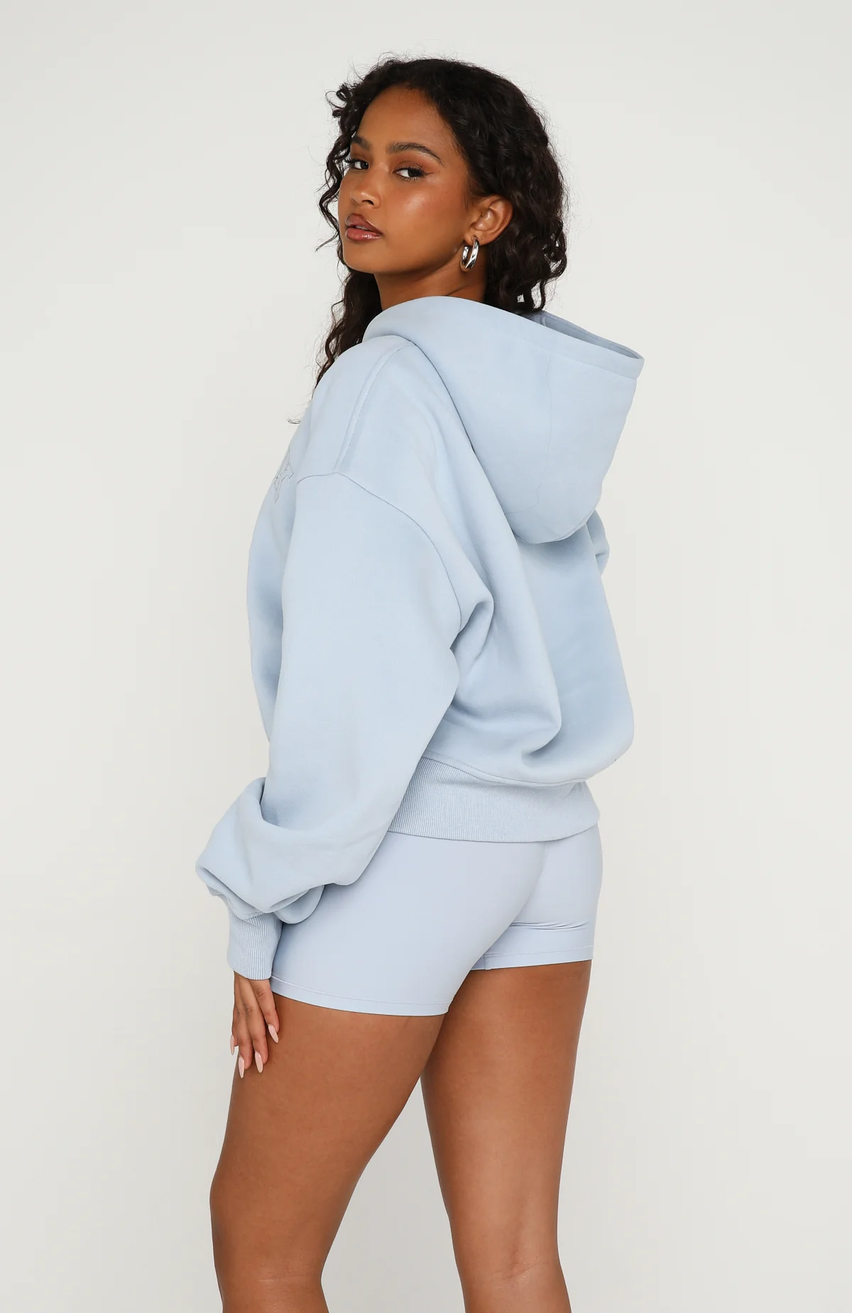 Quiet Hour Boxy Zip Front Hoodie Icy Blue - Image 5