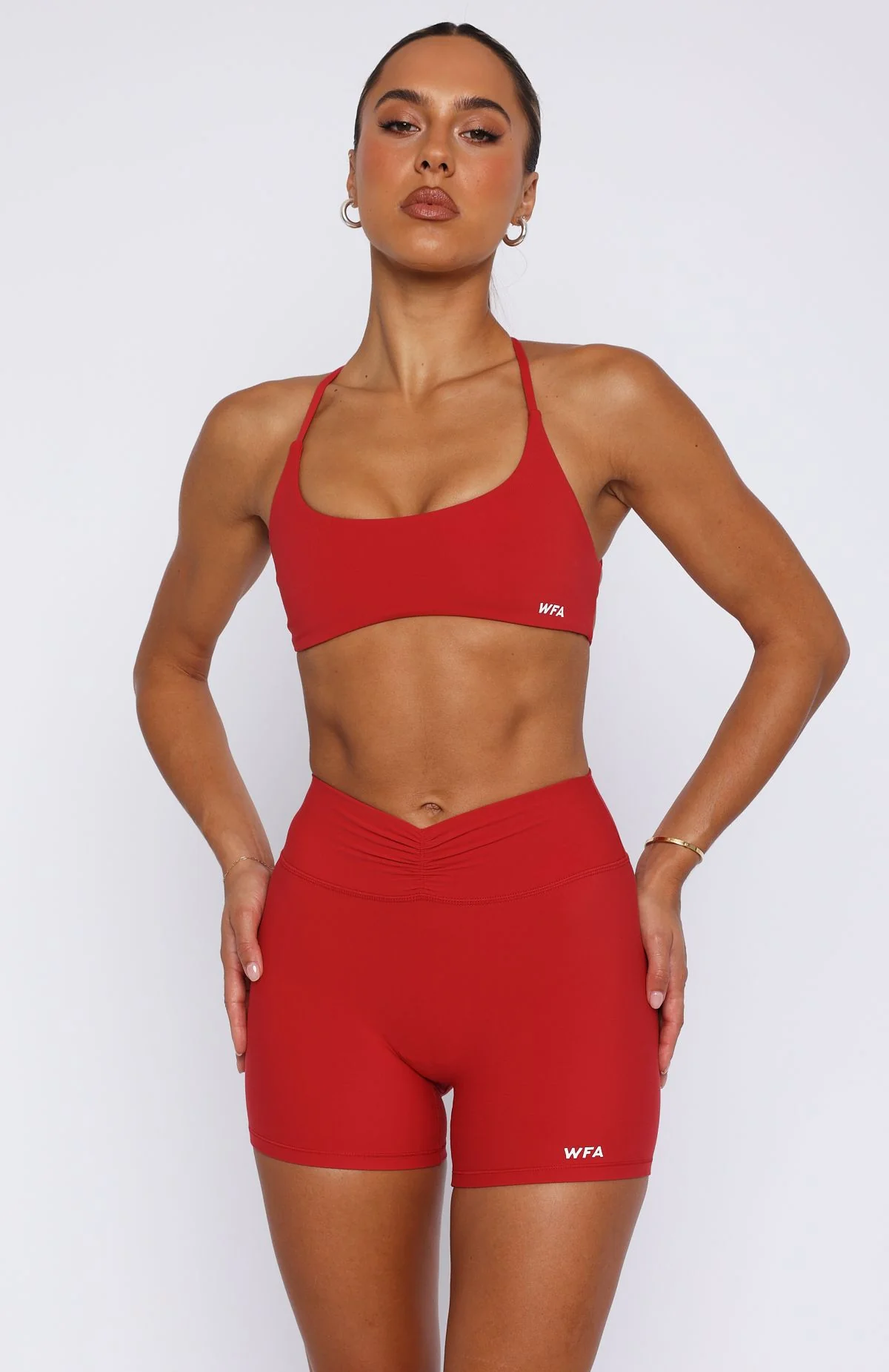 Radiate High Waisted Shorts Cherry Red - Image 2