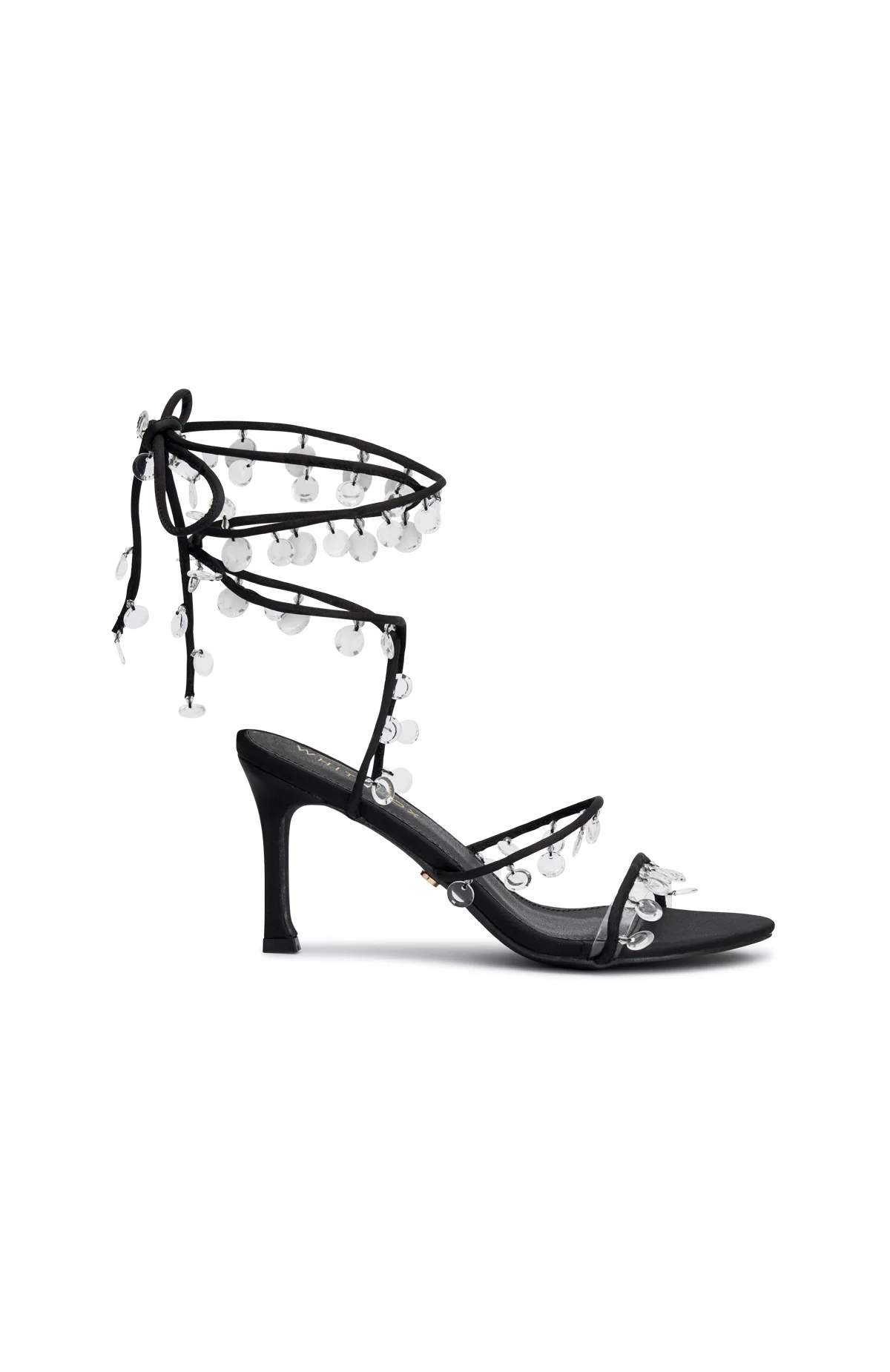 Rania Wrap Crystal Heels Black - Image 2