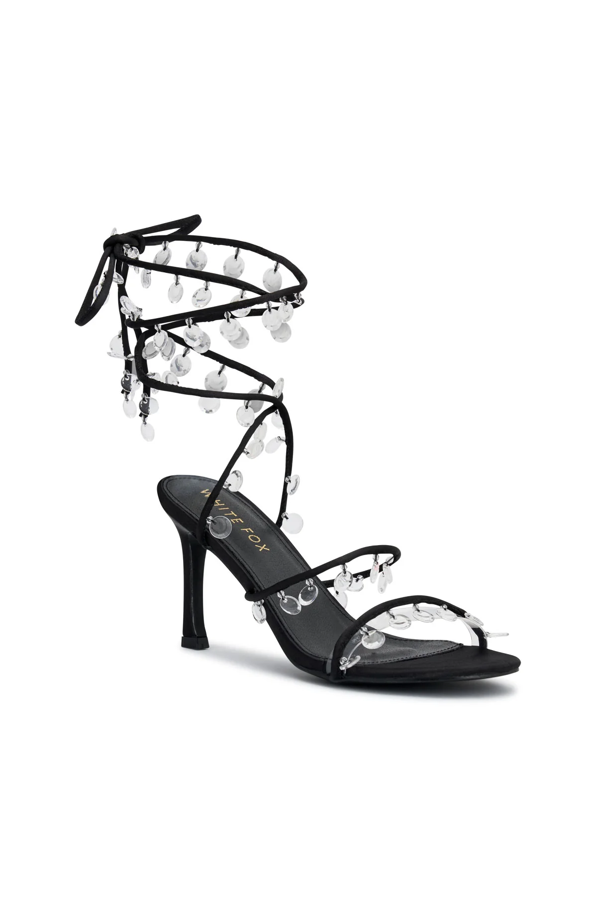 Rania Wrap Crystal Heels Black - Image 3