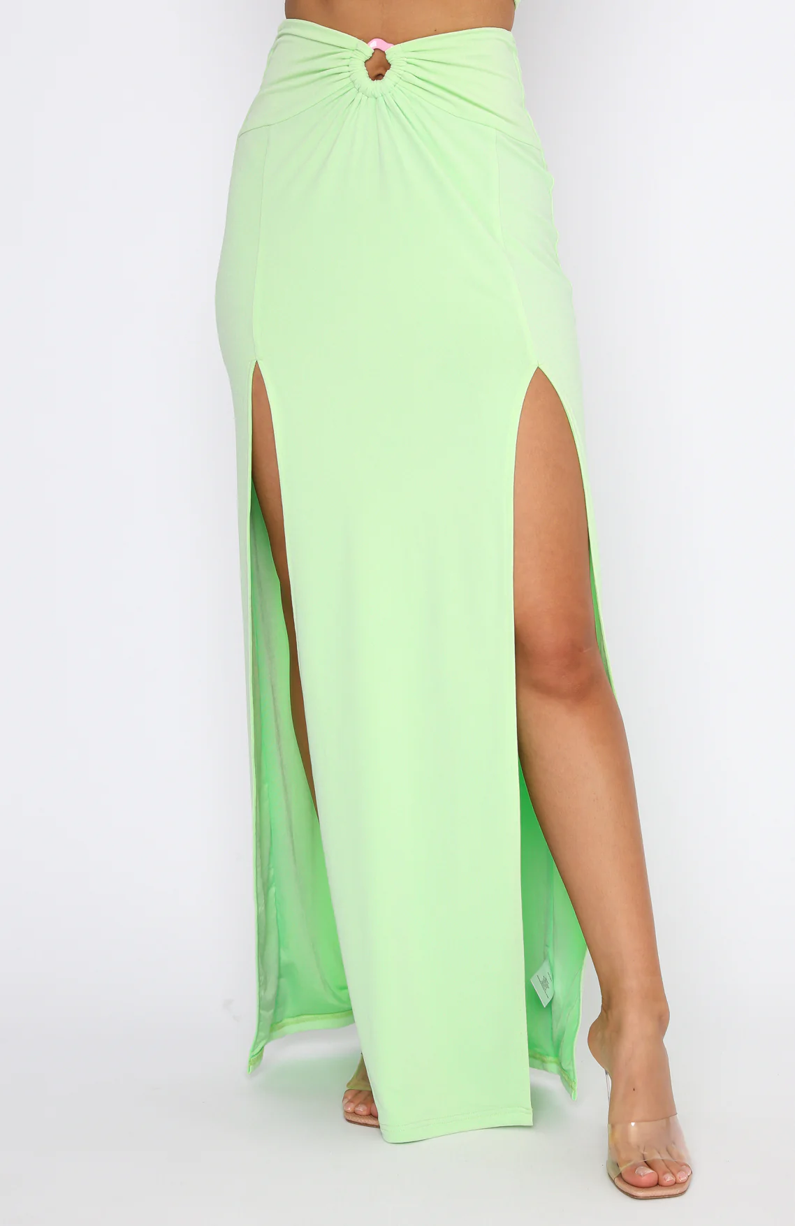 Read My Mind Maxi Skirt Lime - Image 2