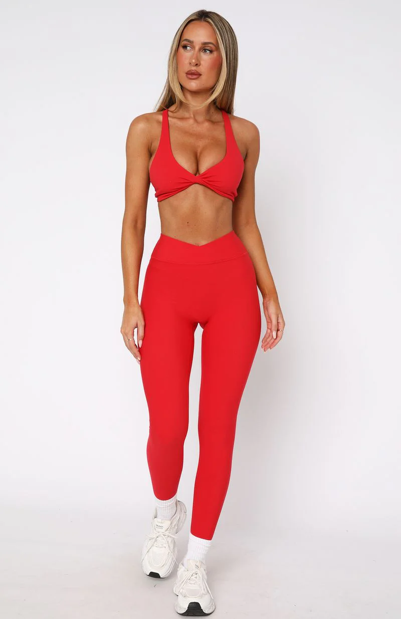 Ready Set Go Cross Front Leggings Red - Image 2